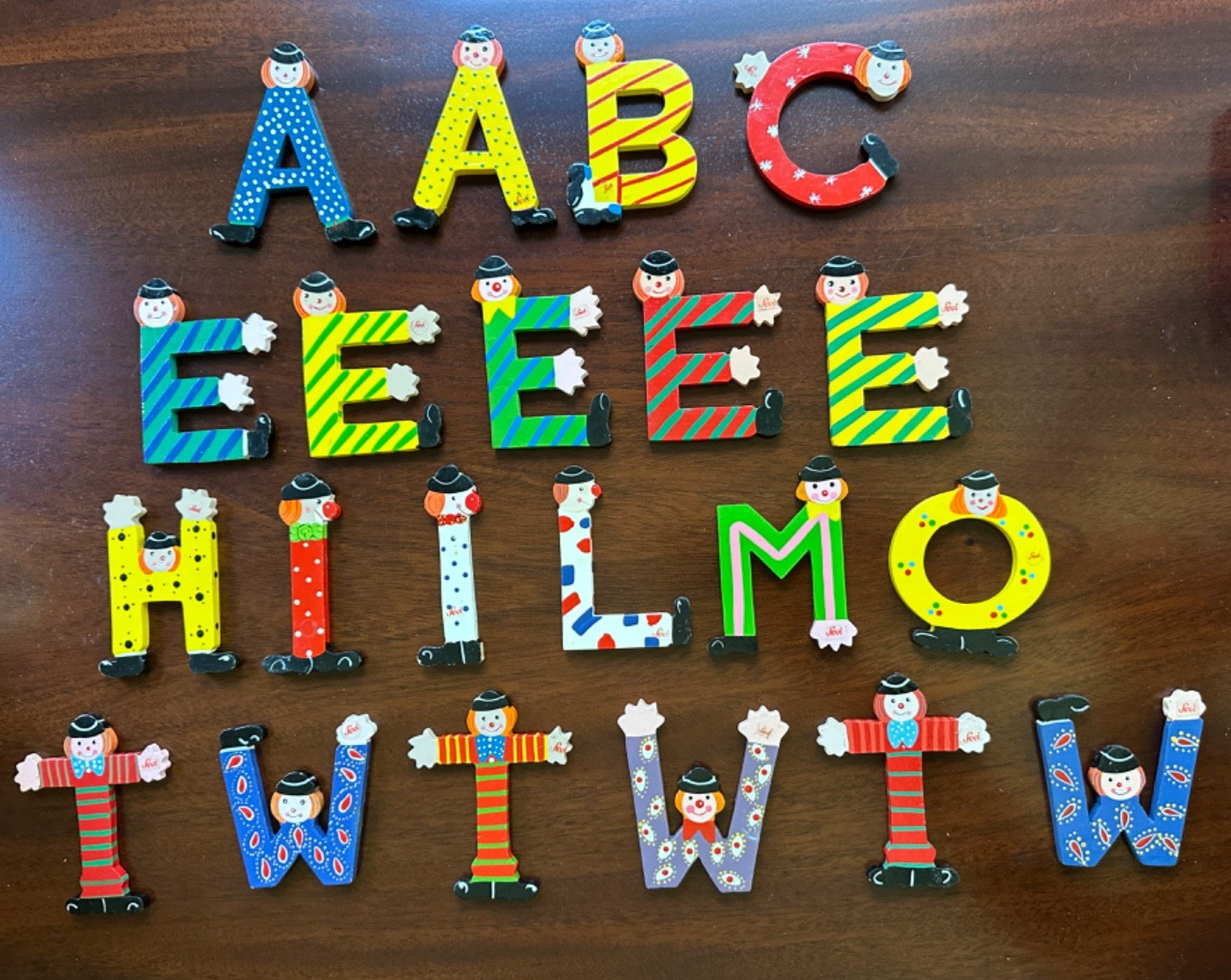 NEW Vintage 1990 Sevi Hand Painted Alphabet Letters Painted Wood