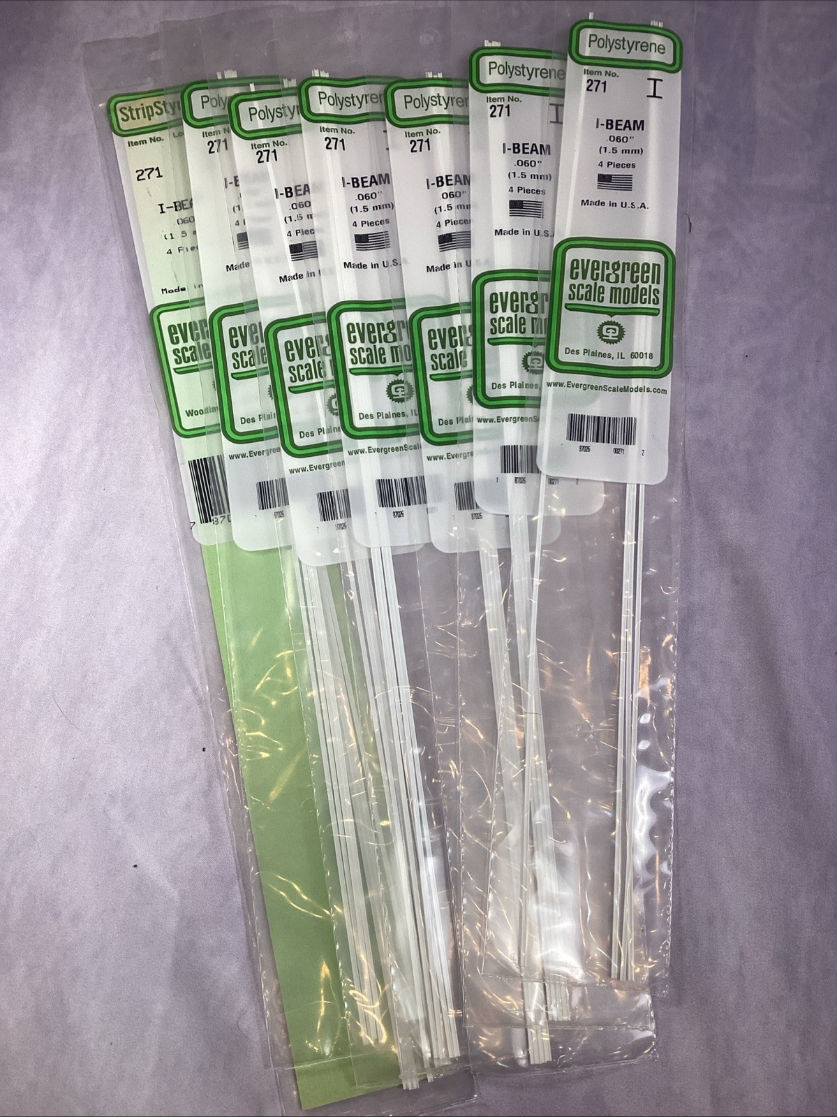 Lot Of 7 Pkgs Of 4 – 28 Total – Evergreen EVG271 I-Beam .060″ (4)