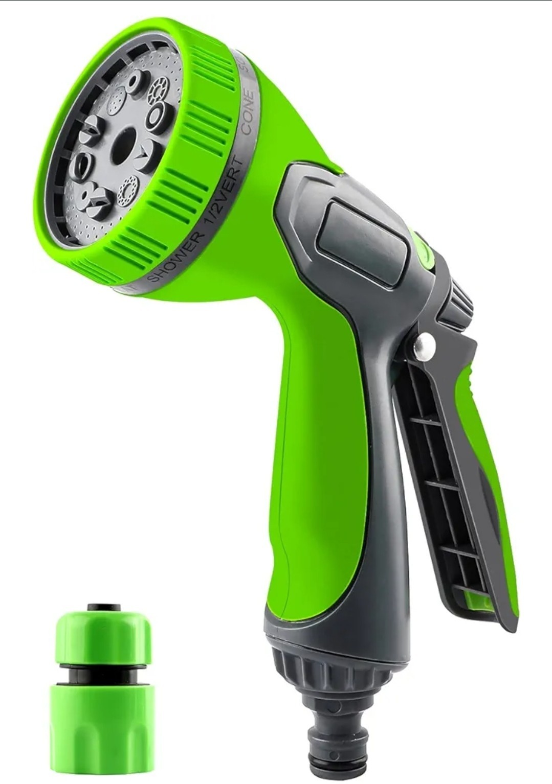 Garden Hose Nozzle Sprayer Heavy Duty, 10 Adjustable Watering Patterns – Green