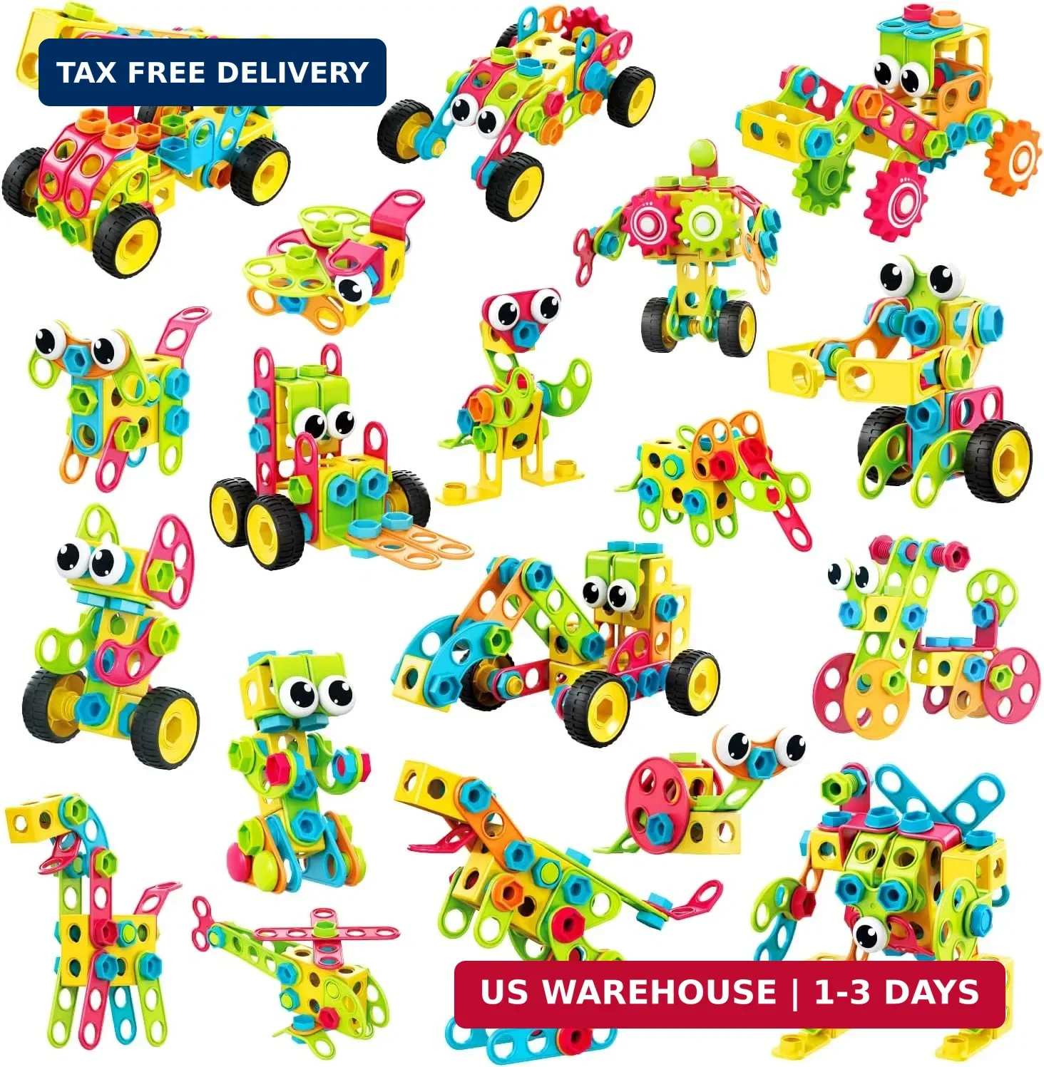 NXONE 195 PCS Educational STEM Toys for Boys and Girls Ages 3 4 5 6 7 8 9 10 Con