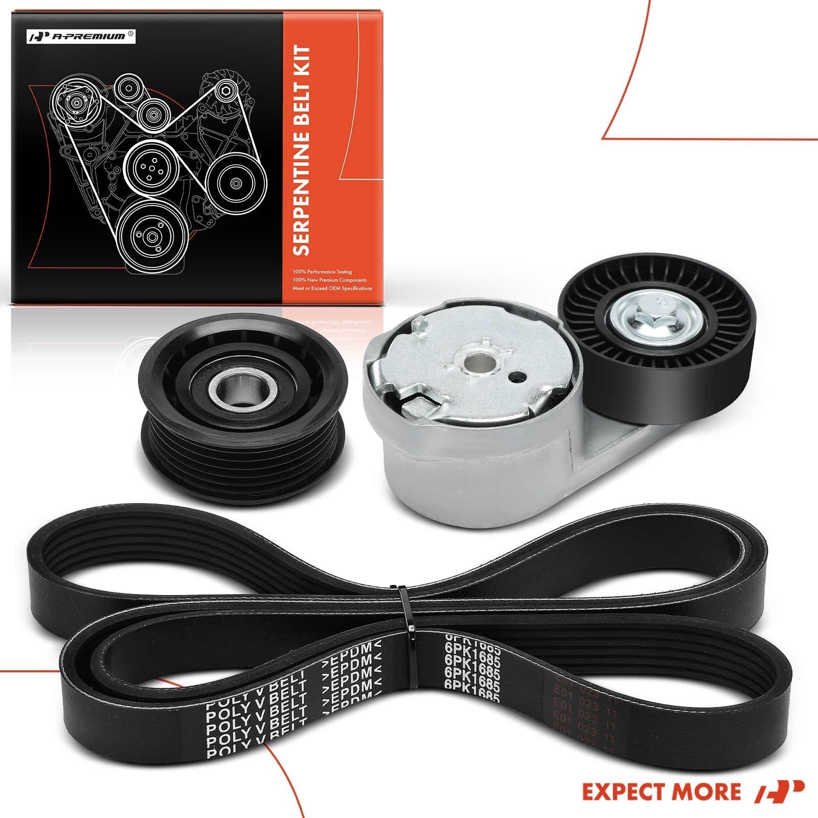 A-Premium Engine Serpentine Belt Drive Kit w/Tensioner & Idler Pulley Compati…