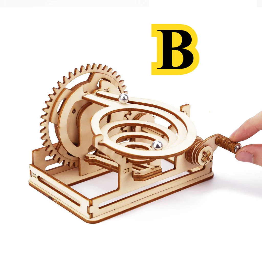 3D Wooden Puzzle Marble Run Roller Coaster Mechanical Model DIY Assembly Kit Toy