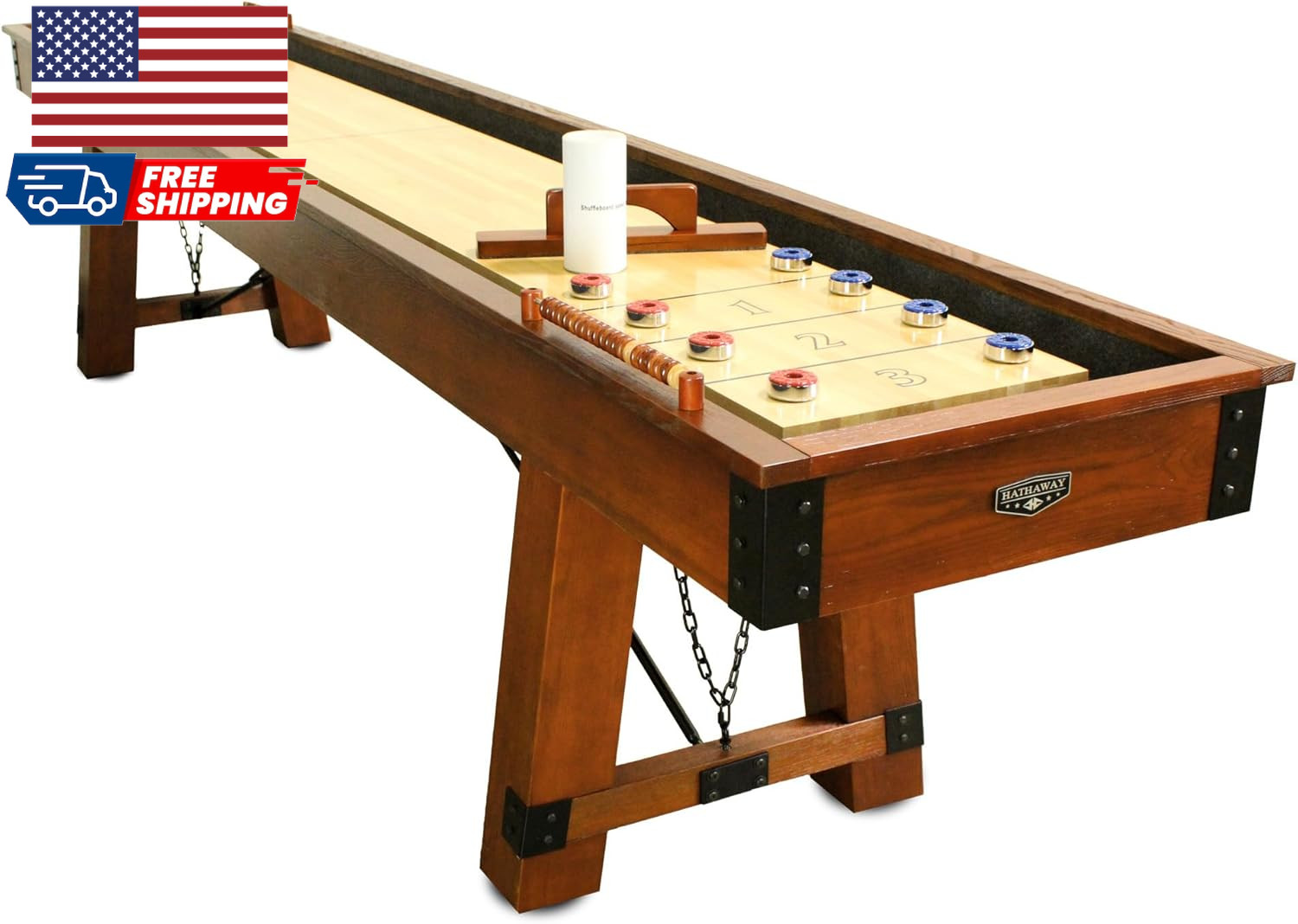 Hathaway Cheyenne 12 Ft Shuffleboard Table for Family Arcade Game Room NEW