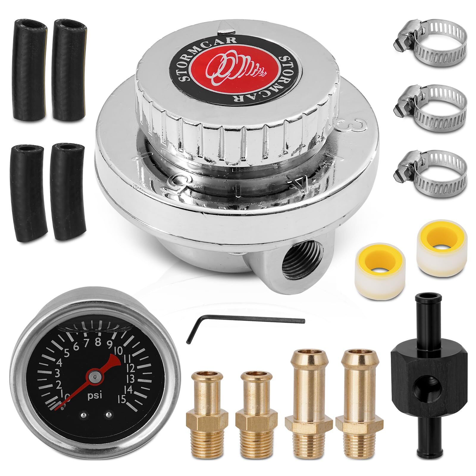 Manual Adjustable 1-5 PSI Fuel Pressure Regulator Carburetor Carb Fuel Pump Kit