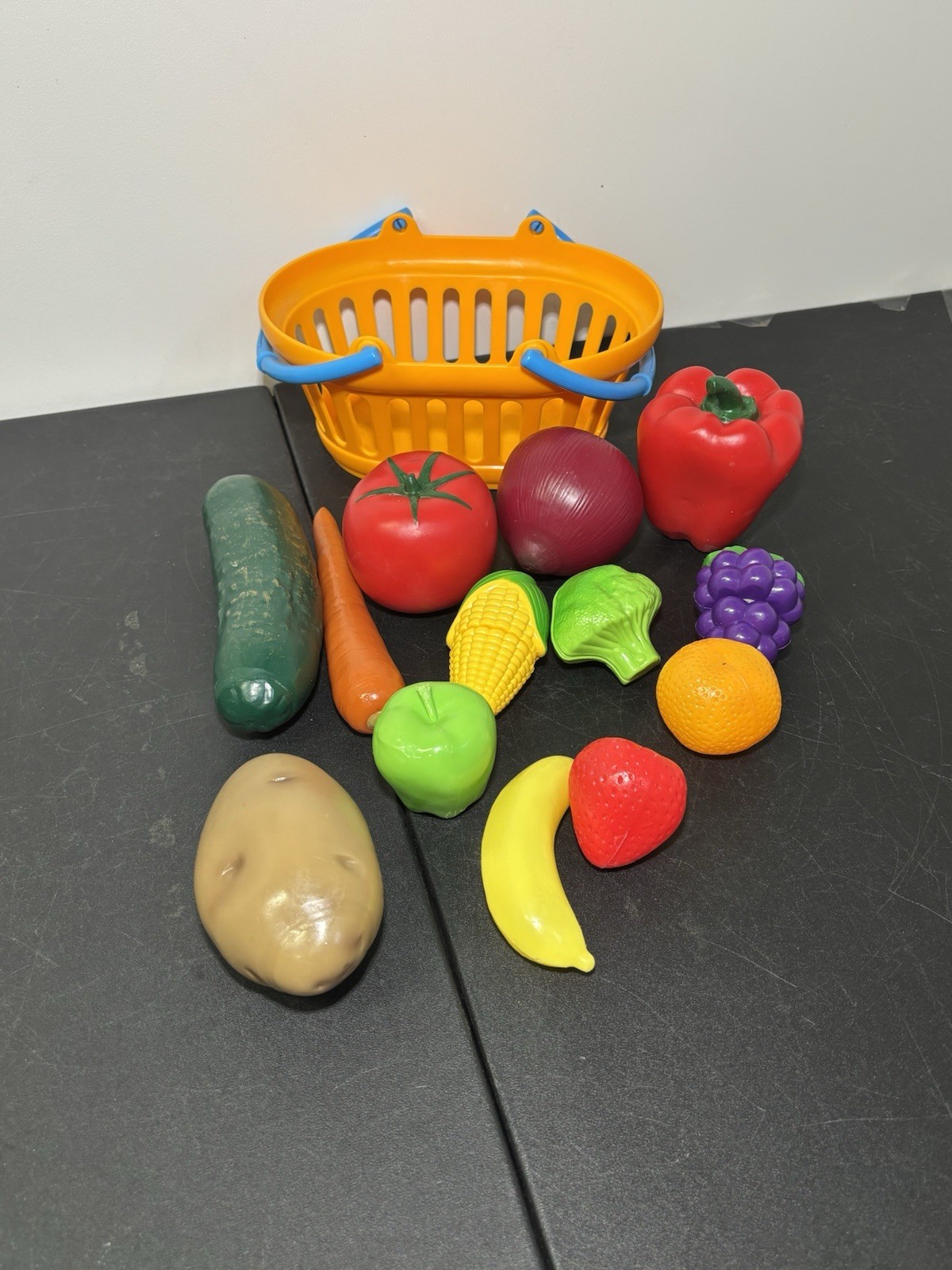 13 Piece Learning Resources Plastic Toy Food With Basket Educational