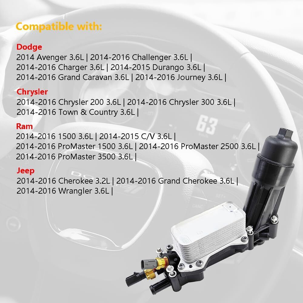 Engine Oil Cooler & Oil Filter Housing Assembly | Fit for 2014-2016 Chrysler 200