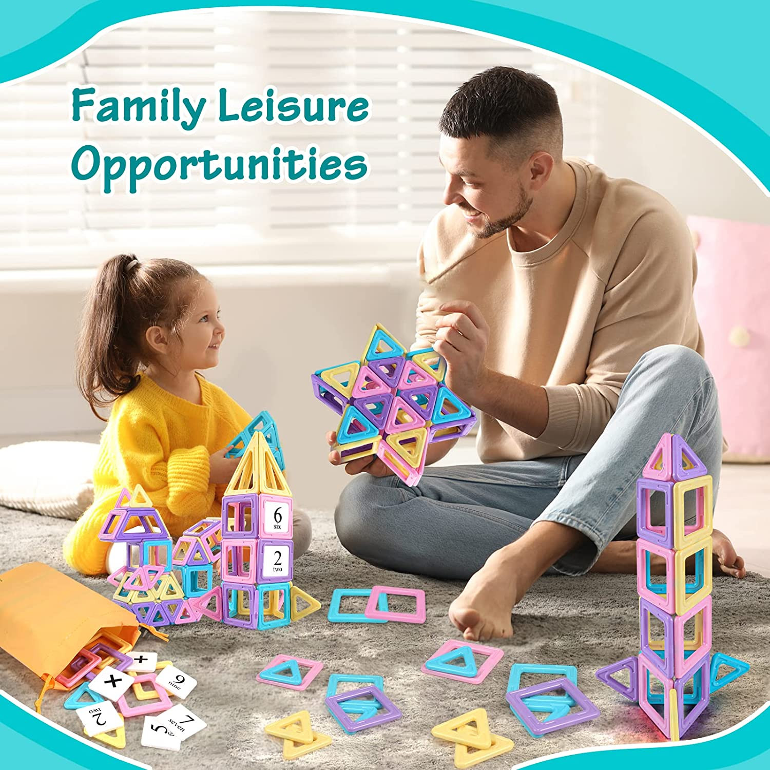 Magnetic Blocks Basic Set Magnetic Tiles, Educational 28 pcs+number kits age 2+