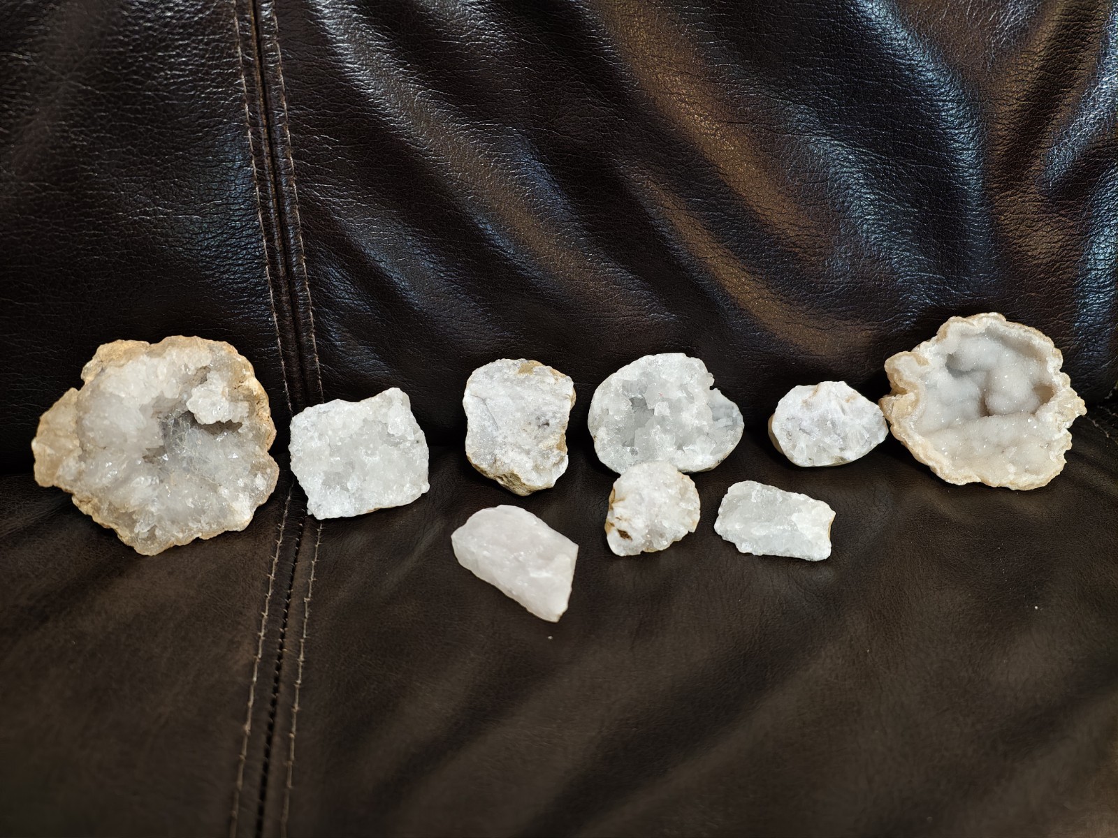 Lot of 9 Small Geodes and other Natural Quartz Crystal Rock Specimens