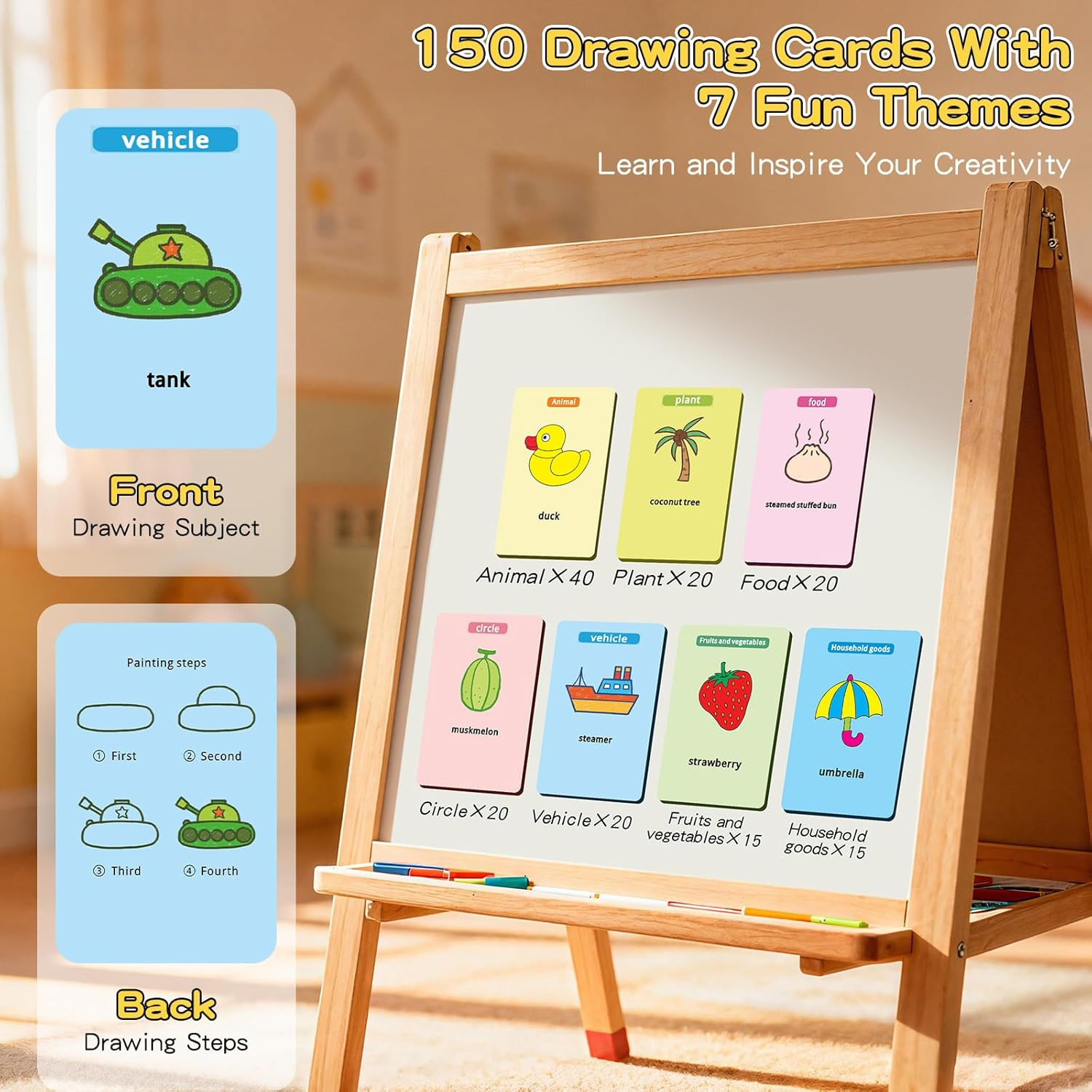 Drawing Robot for Kids, Interactive Educational Toy with 150 Cards, 12 Color Mar