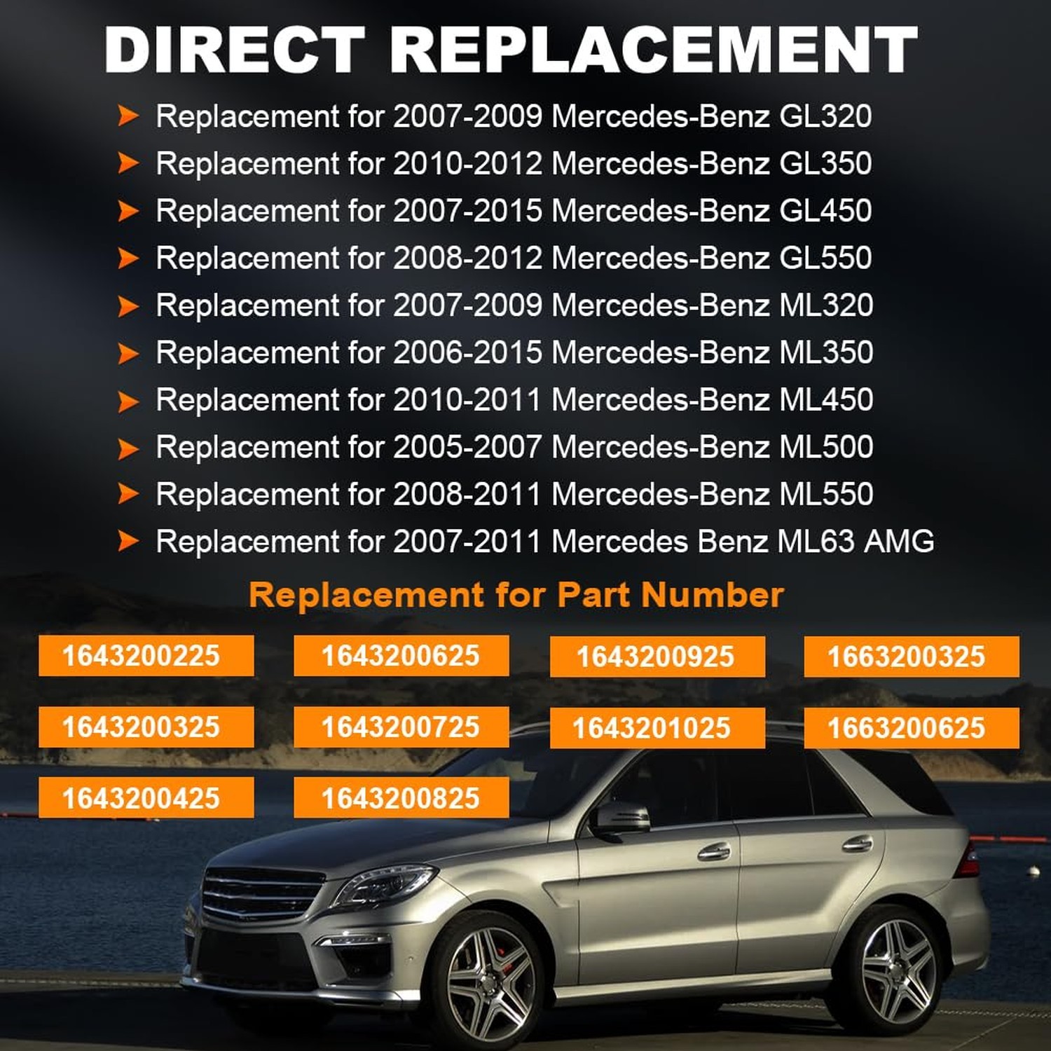 Rear Air Spring Suspension Bags Absorber Replacment for Mercedes Benz 2005-20…