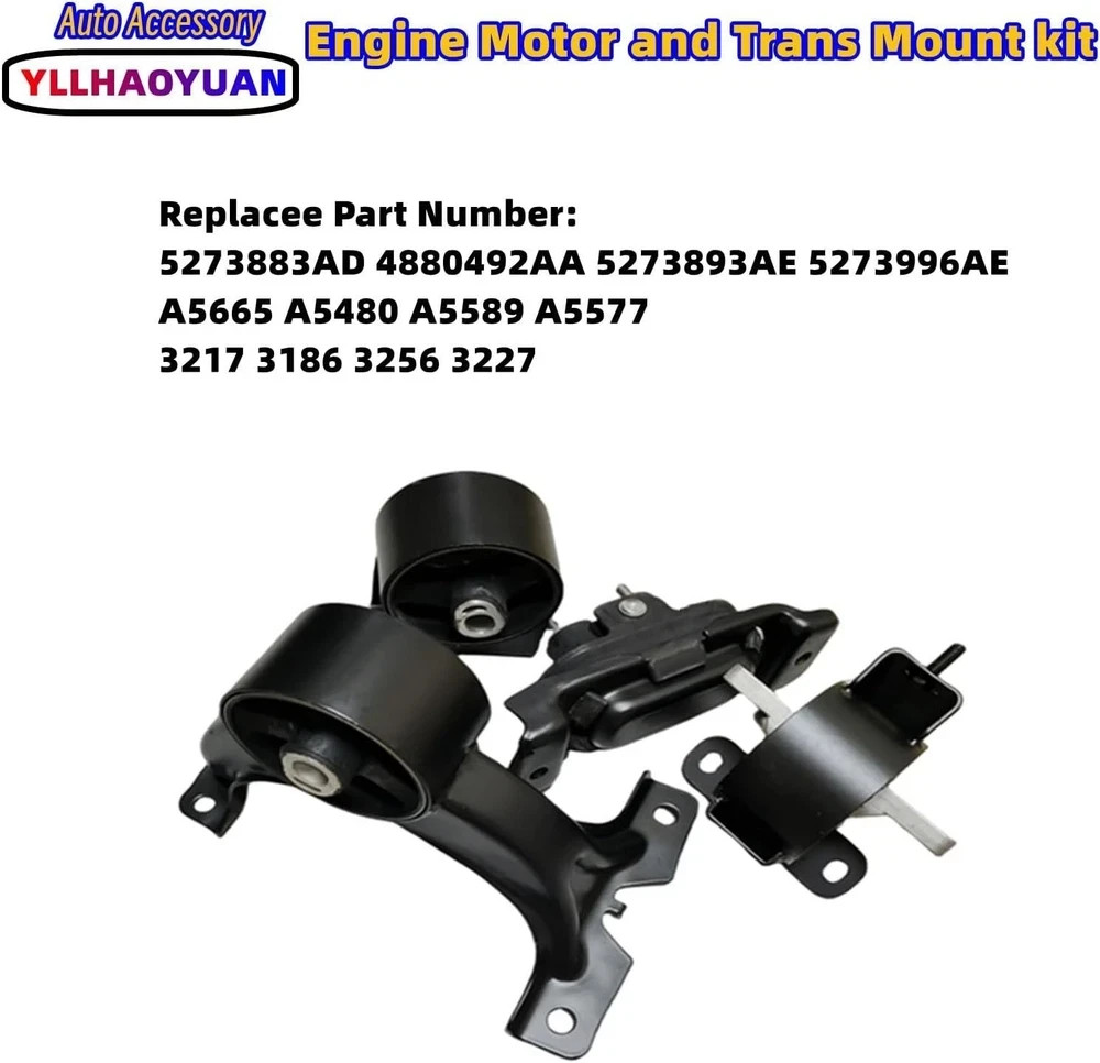 Engine Motor Mount 4pcs for 2011-2017 Do-dge Grand Caravan 3.6L 2012-15 Ram C…