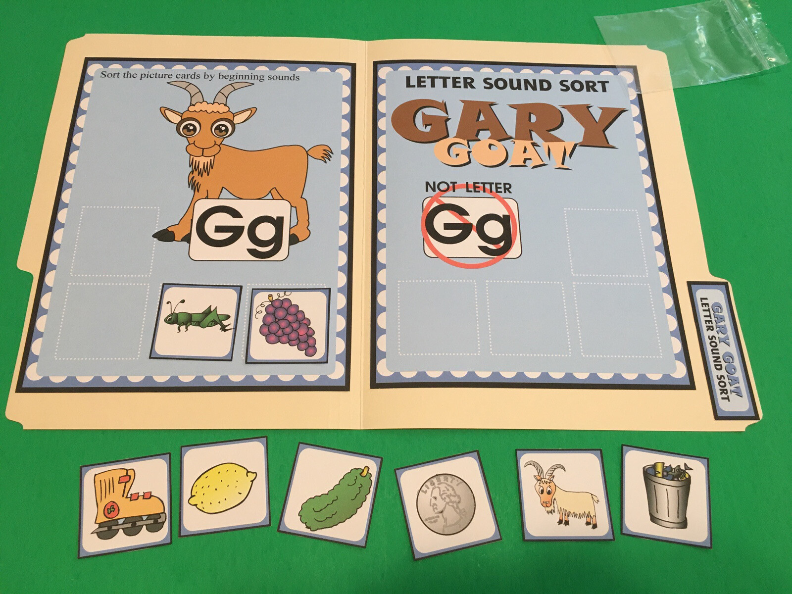 Gary Goat – Letter Gg – DIY File Folder game – Printed / Uncut
