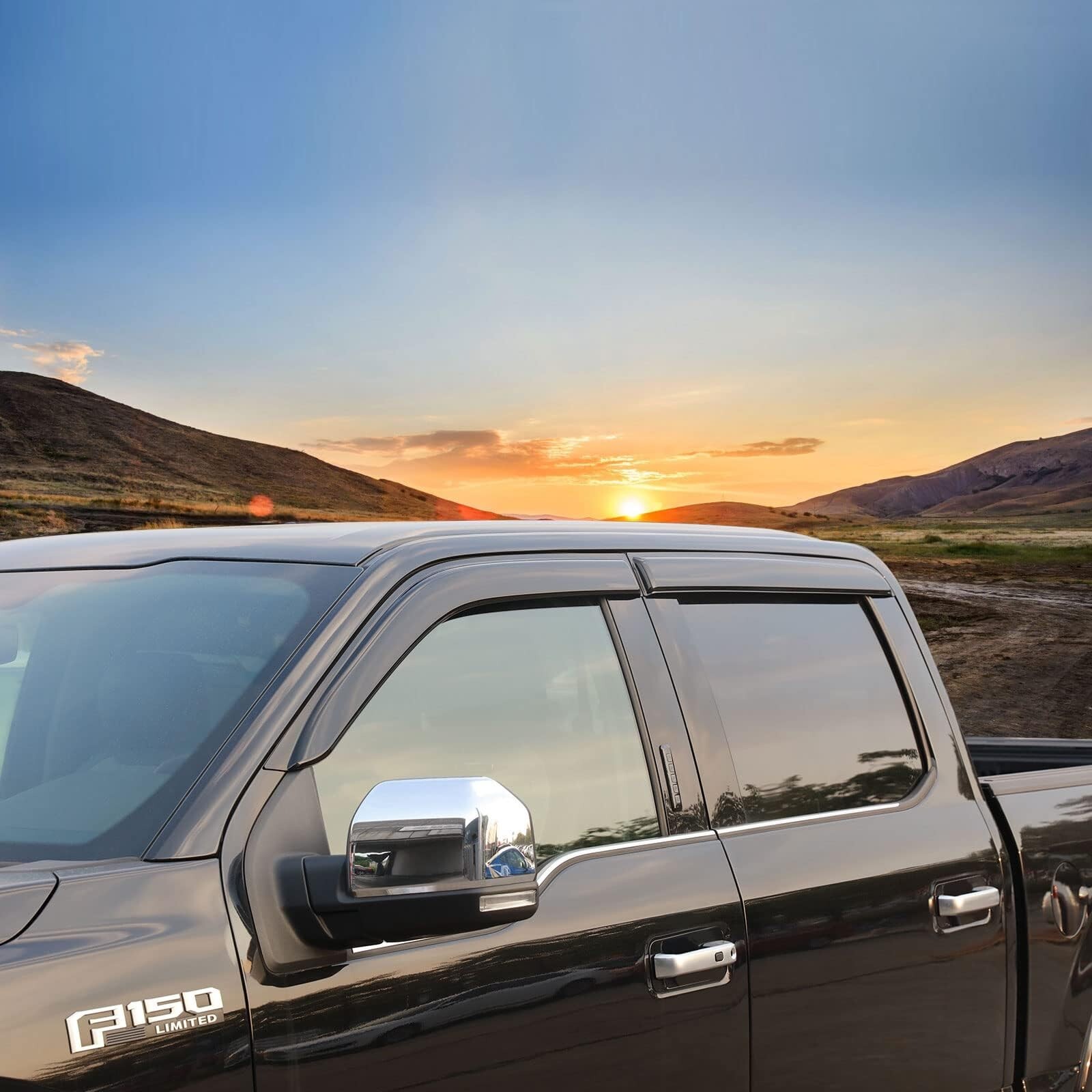 Rain Guards Fit for Ford F150 Super Crew 2015-2024, Tape on Side Windows Wind…