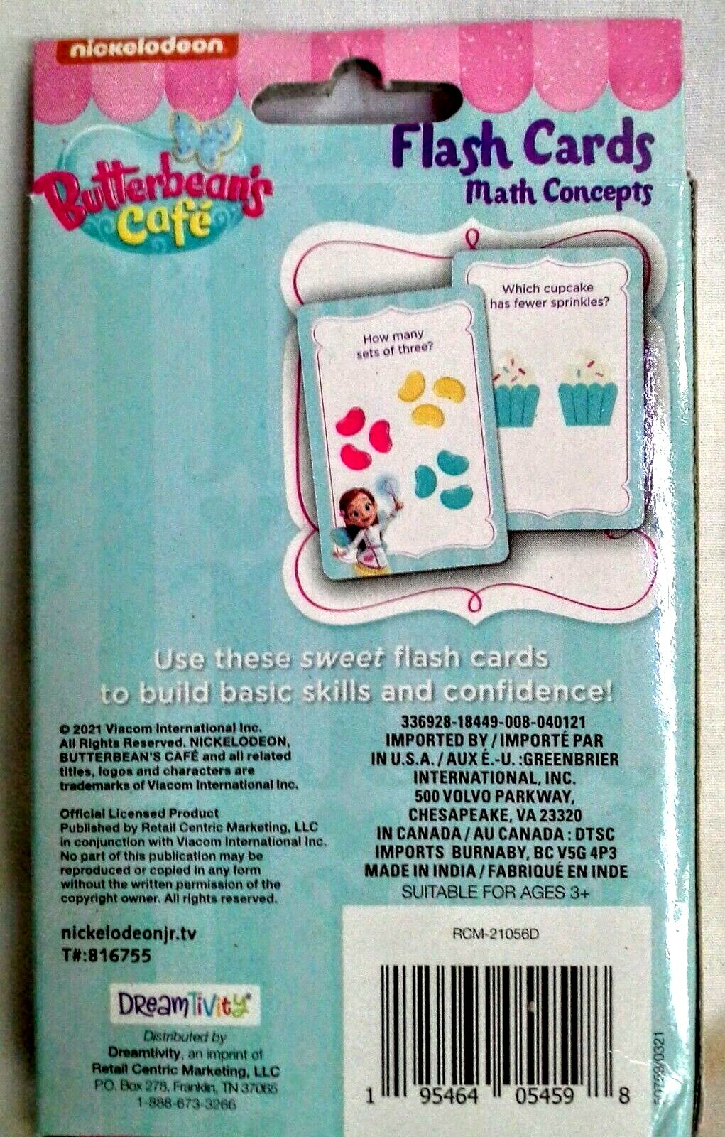 Nickelodeon Butterbean Cafe Math Concepts Flash Cards Pre-K NEW!