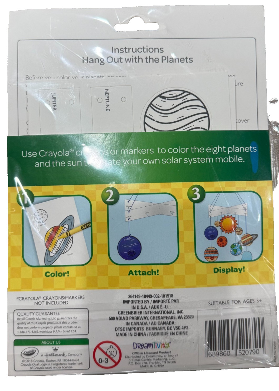 Crayola Solar System Mobile Kit Creative Classroom Teaching Tree Planets