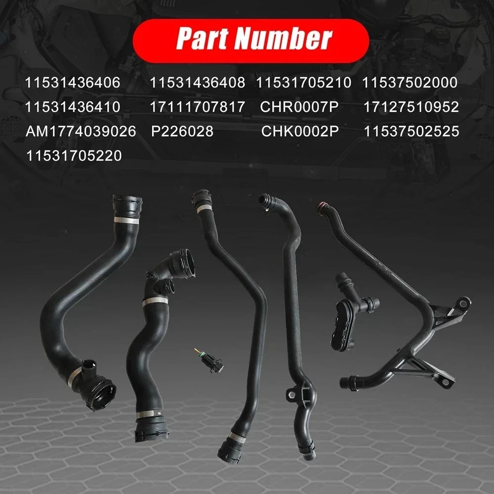 FZJDSD 7Pcs Set Expansion Tank Coolant Radiator Hose Kit Compatible with BMW