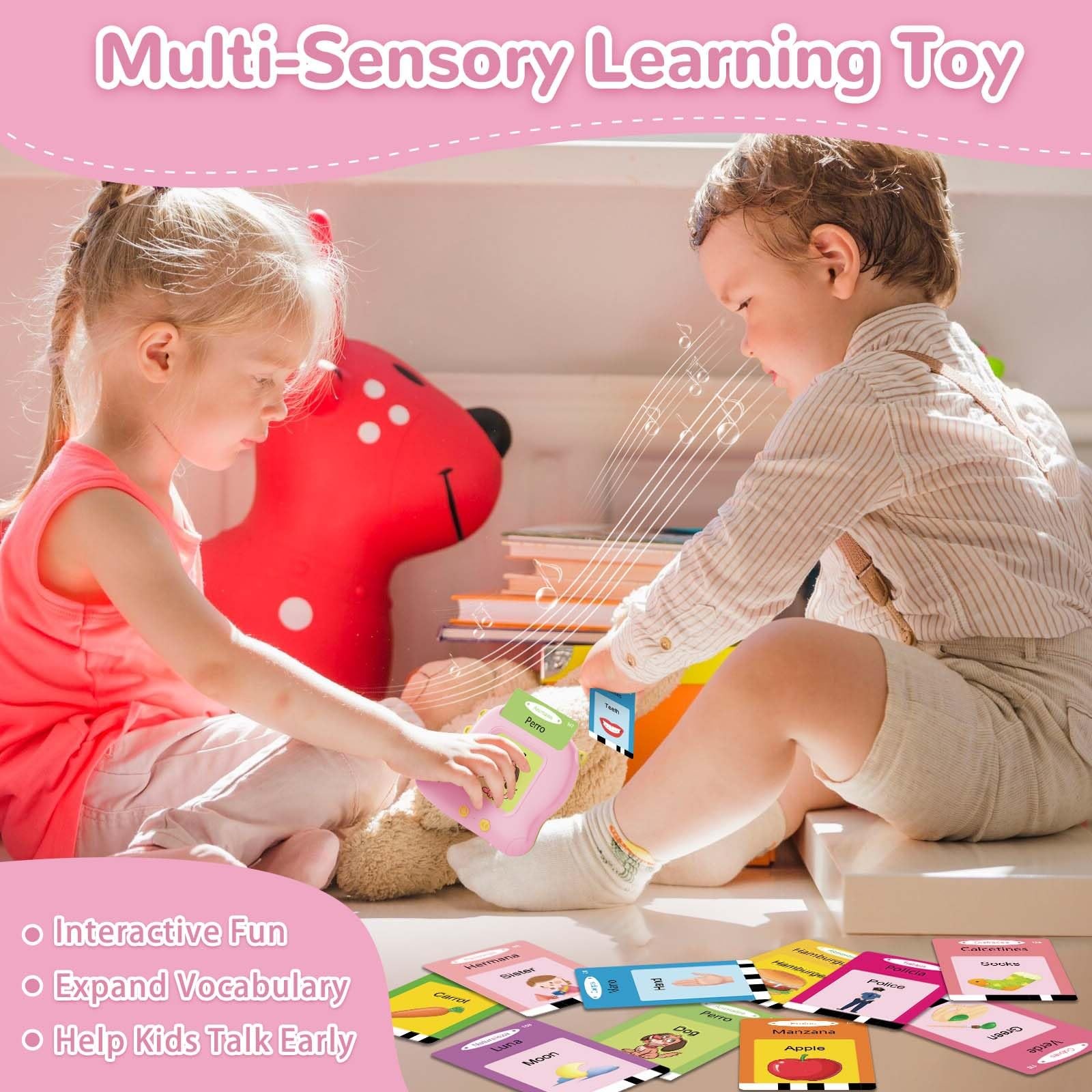 Girls Toys Spanish Talking Flash Cards – Montessori Toys for Age 2-4, Bilingu…
