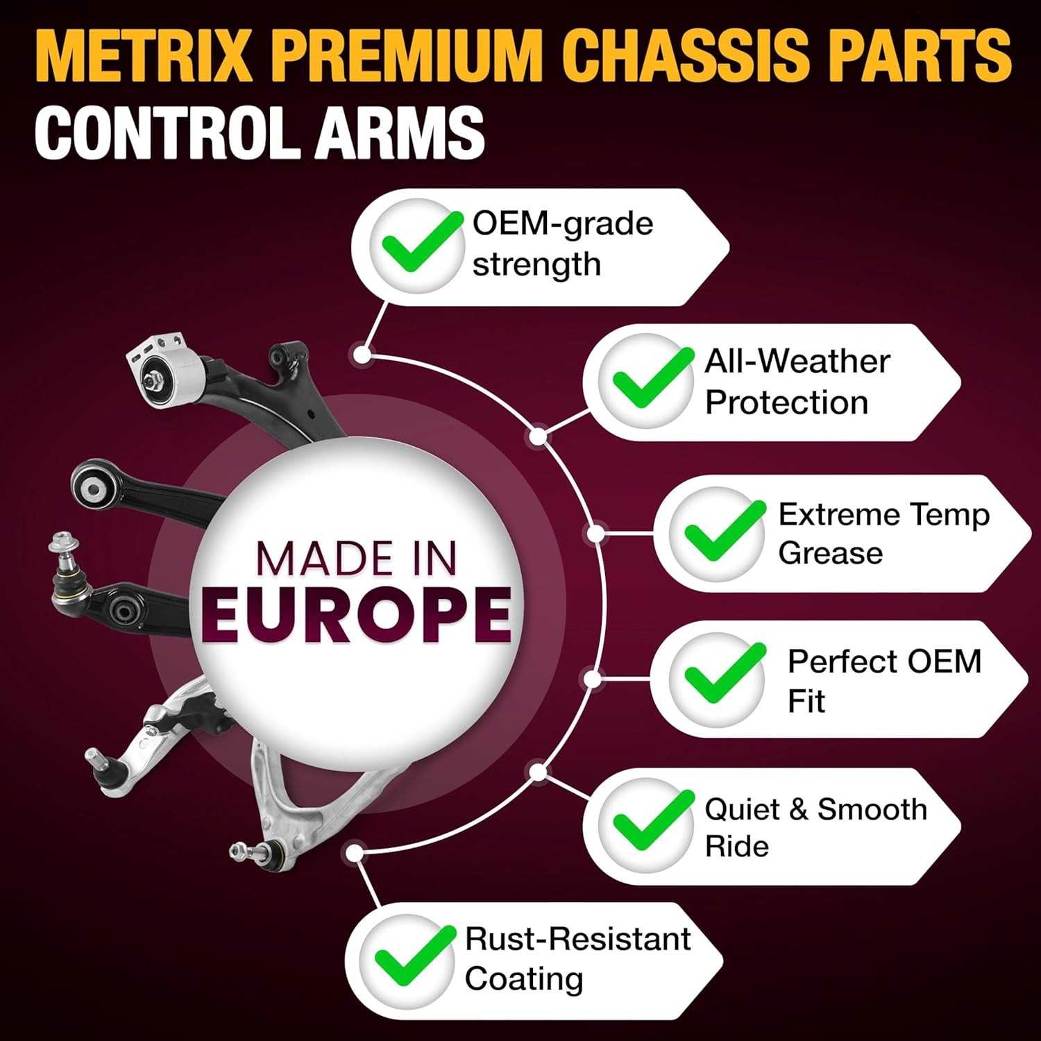 Metrix Premium Chassis Parts – Front Left & Right Lower Control Arm w Ball Joint