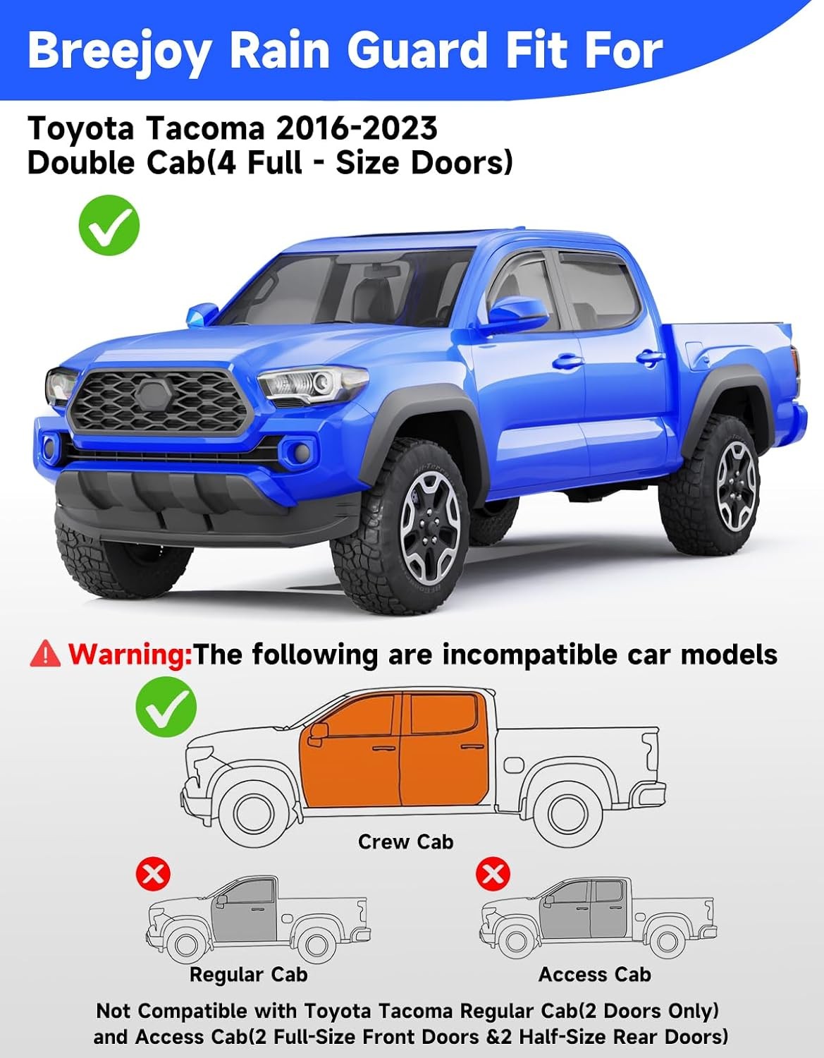 Tacoma Rain Guards 2016-2023 Window Visors