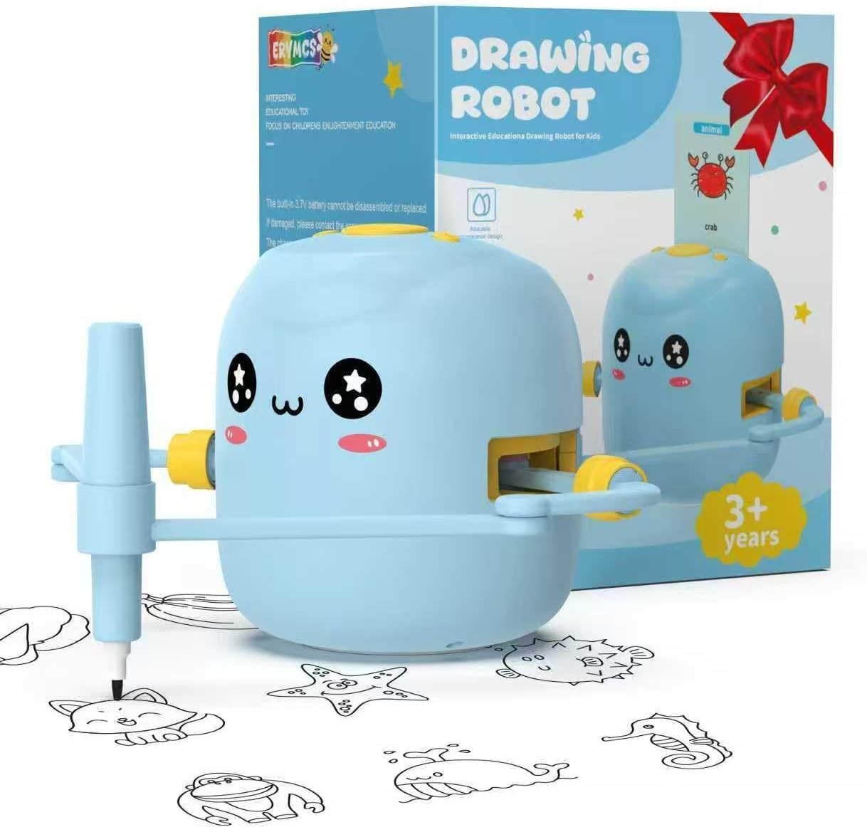 Drawing Robot for Kids with 150 Cards, Voice Interactive Educational Drawing Kit