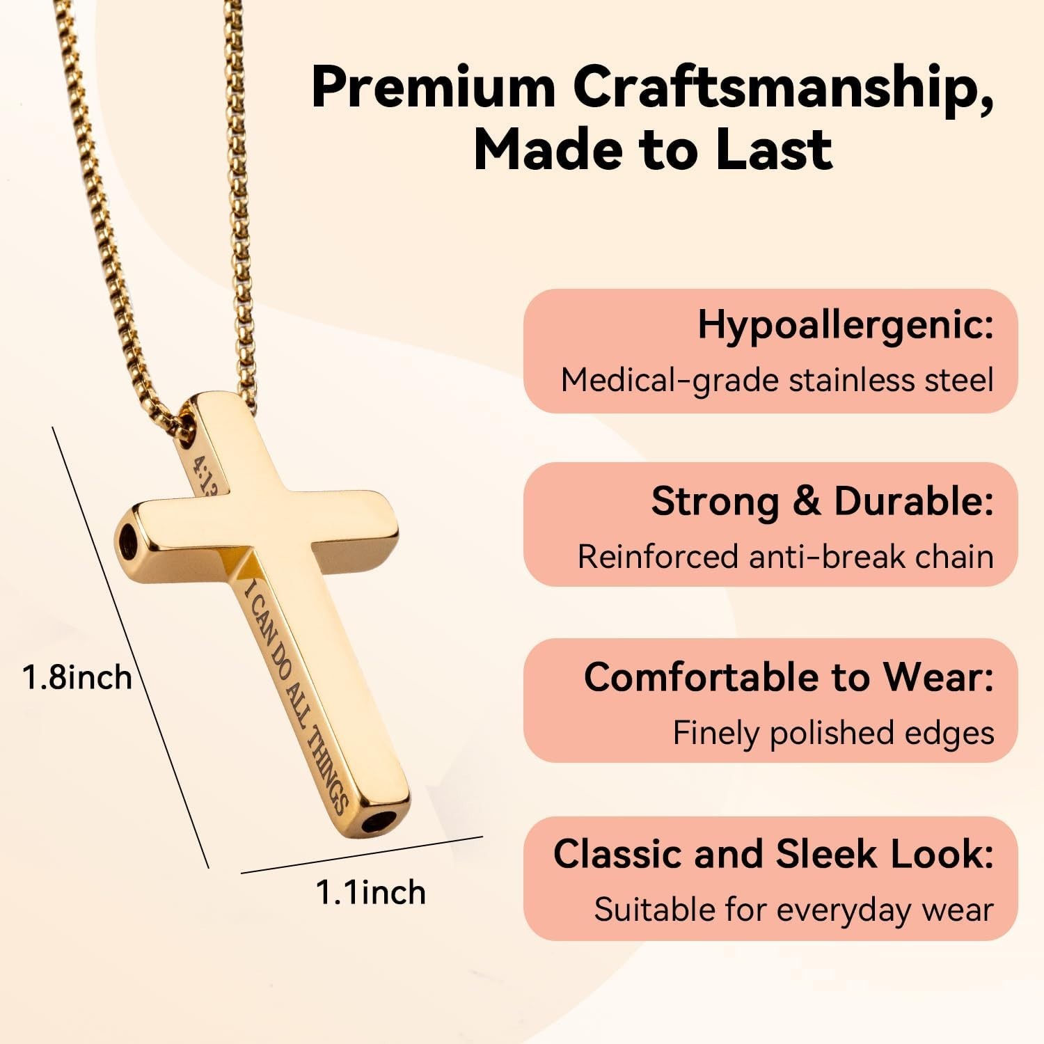 Cross Breathing Necklace to Quit Smoking for Men & Women – Stainless Steel