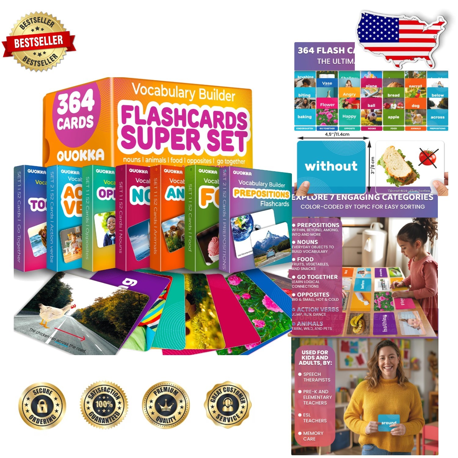 Large Flash Cards 364: Vocabulary, Speech Therapy, ESL, ABA, Pre-K to 3rd Grade