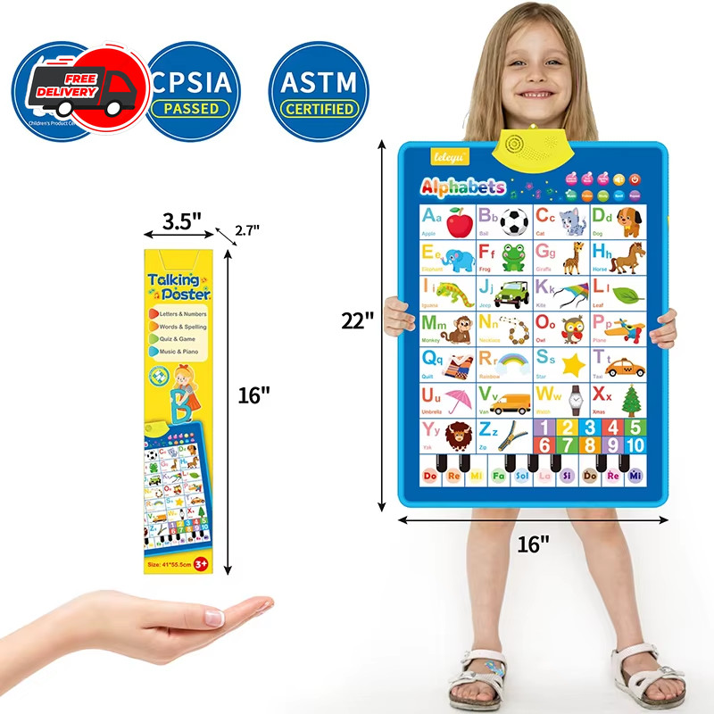 Talking Alphabet Wall Chart Kids Educational Toy ABC 123 Music Learning