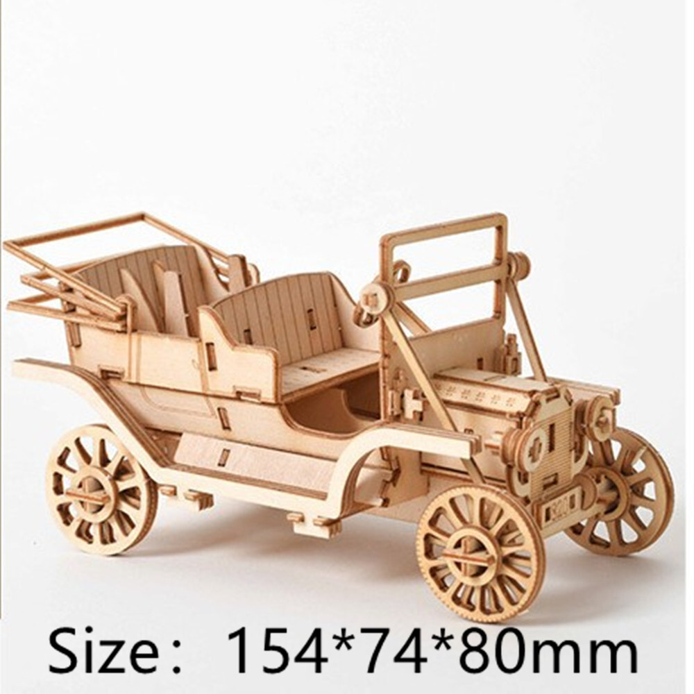 3D Wooden Car Animal Puzzle Jigsaw Woodcraft Kit Toy DIY Self-Assembly Model