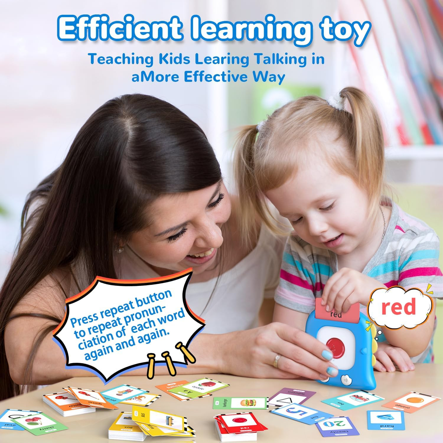 Kidzdo 520 Abcs Talking Flash Cards, Easter Stuff Birthday Gifts for 2 3 4 5 6 Y