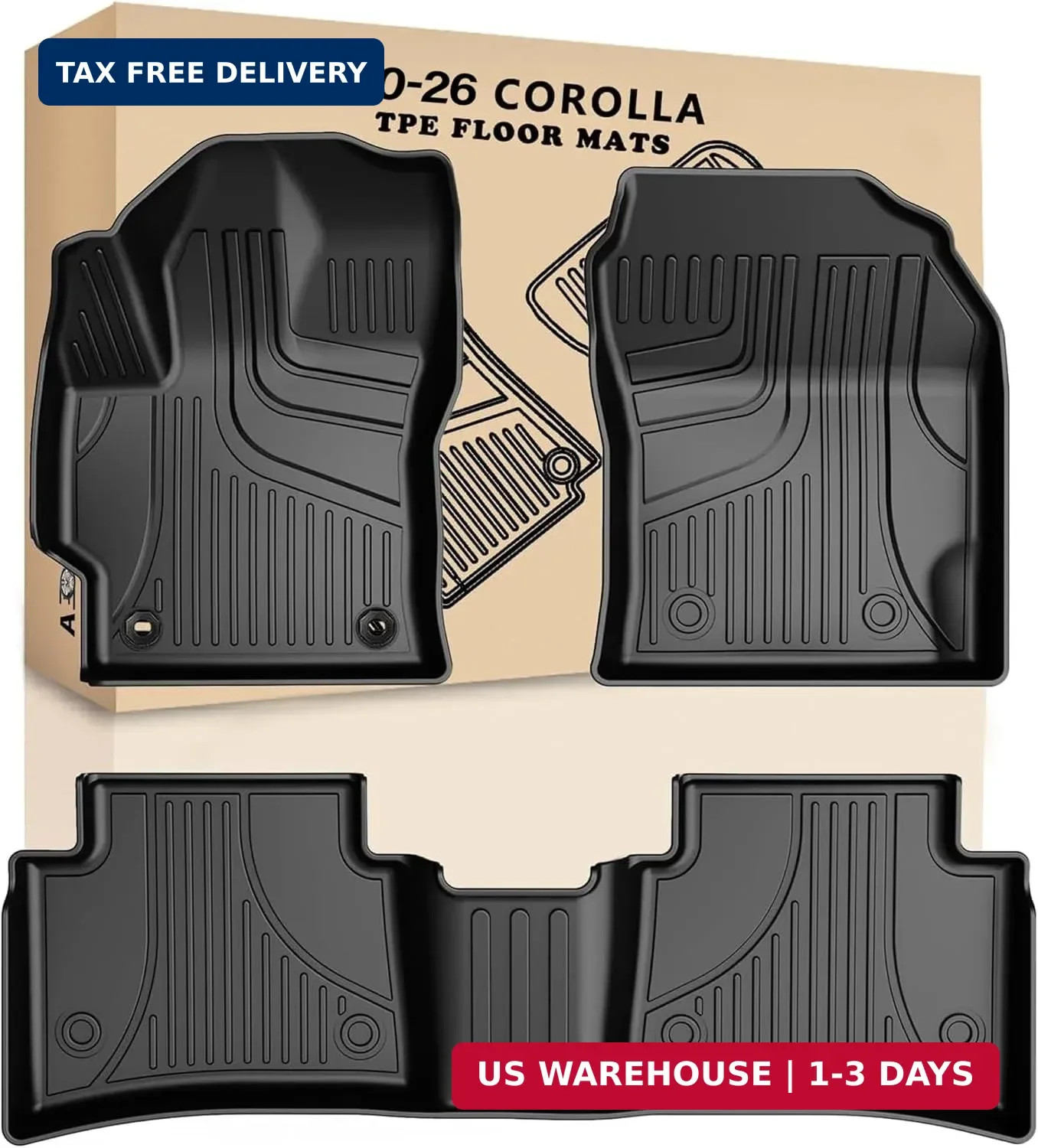 AOMSAZTO Car Floor Mats for Toyota Corolla Sedan 2020-2026,Heavy Duty TPE All We