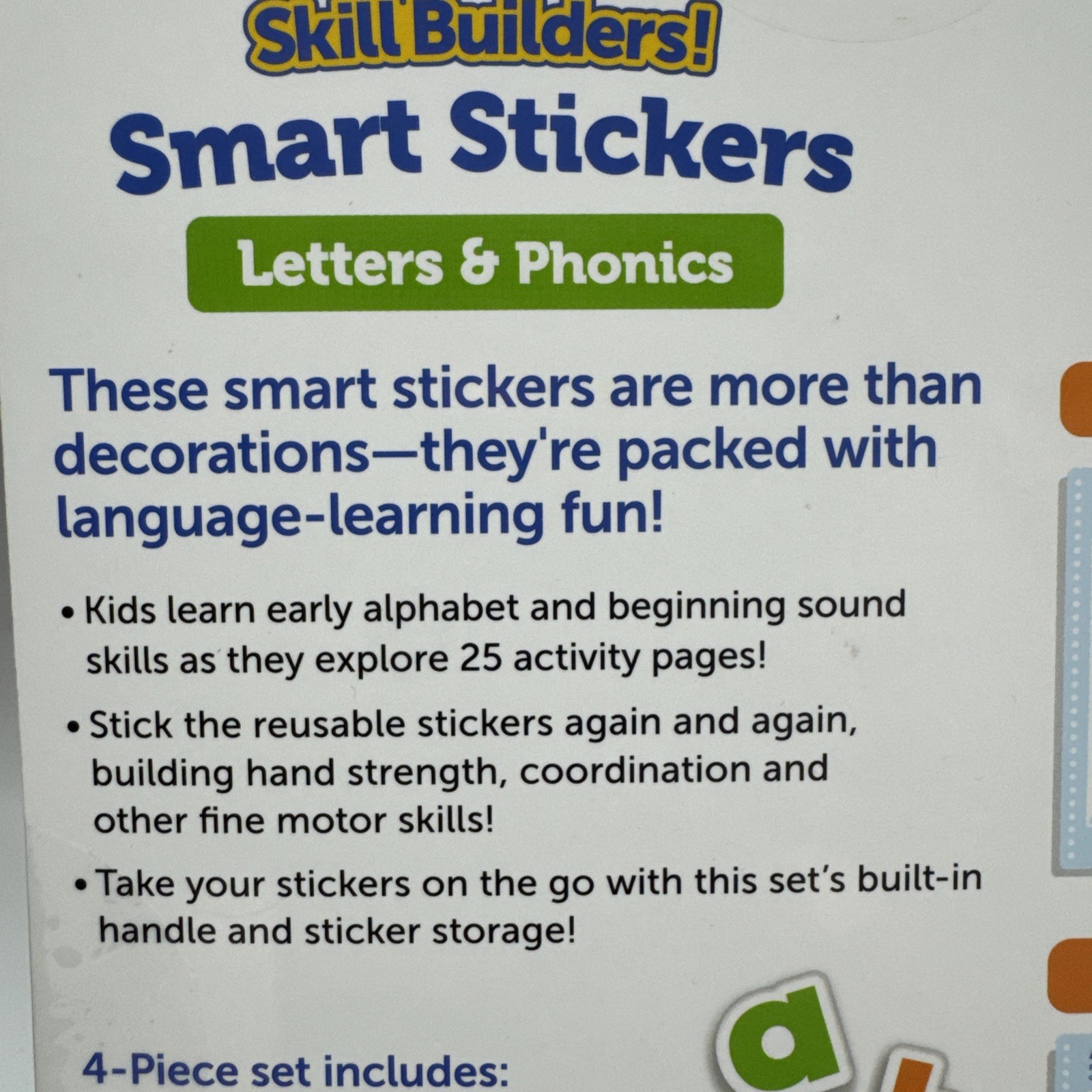 Skill Builders Smart Stickers Letters & Phonics, Reusable Alphabet Stickers 3+