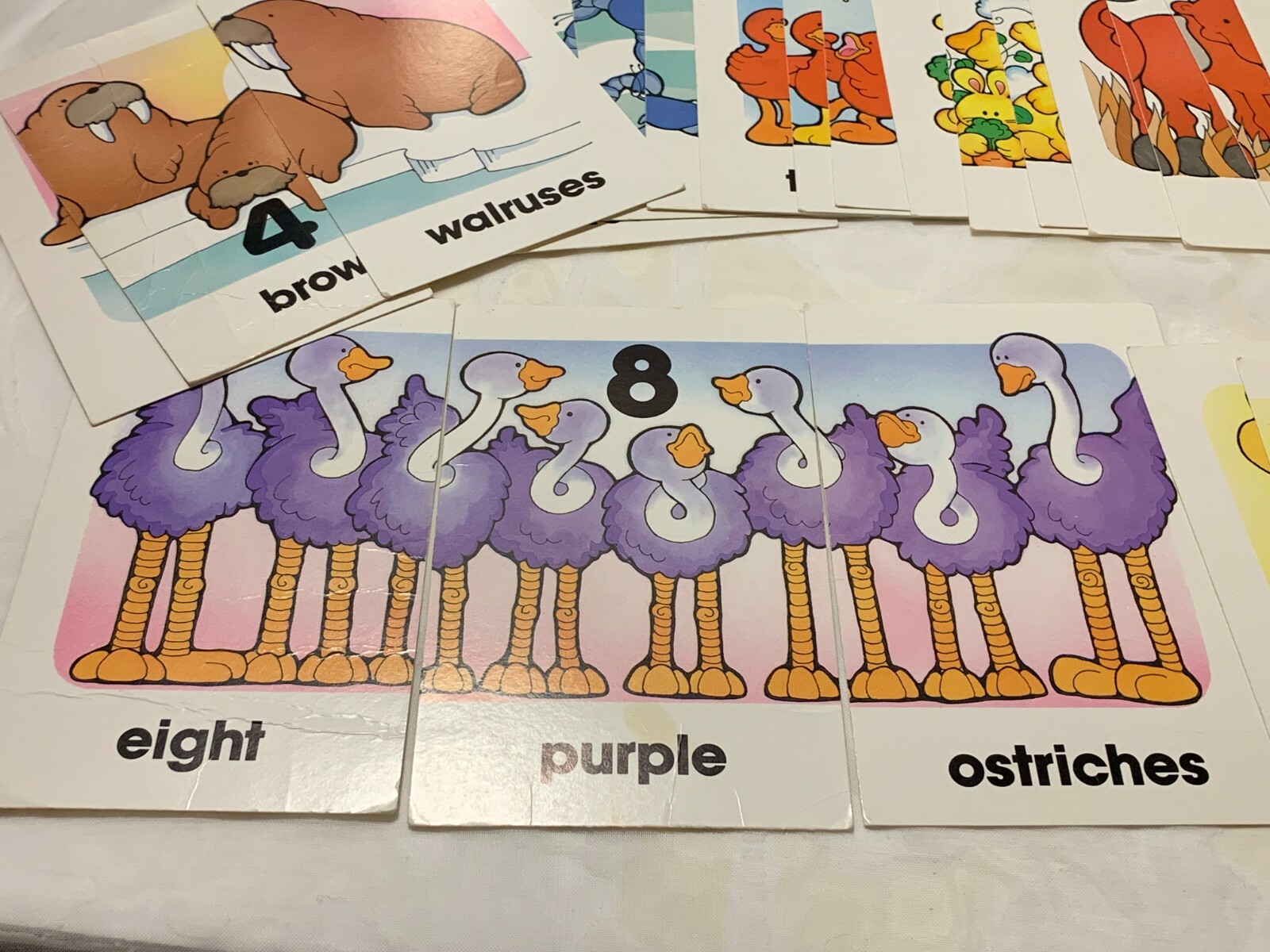 Word Flashcards Example: One Green Dinosaur/One Sad Rectangle