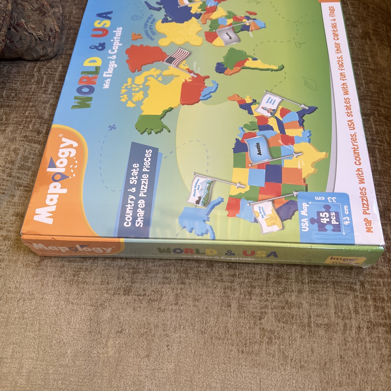 Imagimake Mapology United States & World Map Puzzle with Flags, Capitals NEW