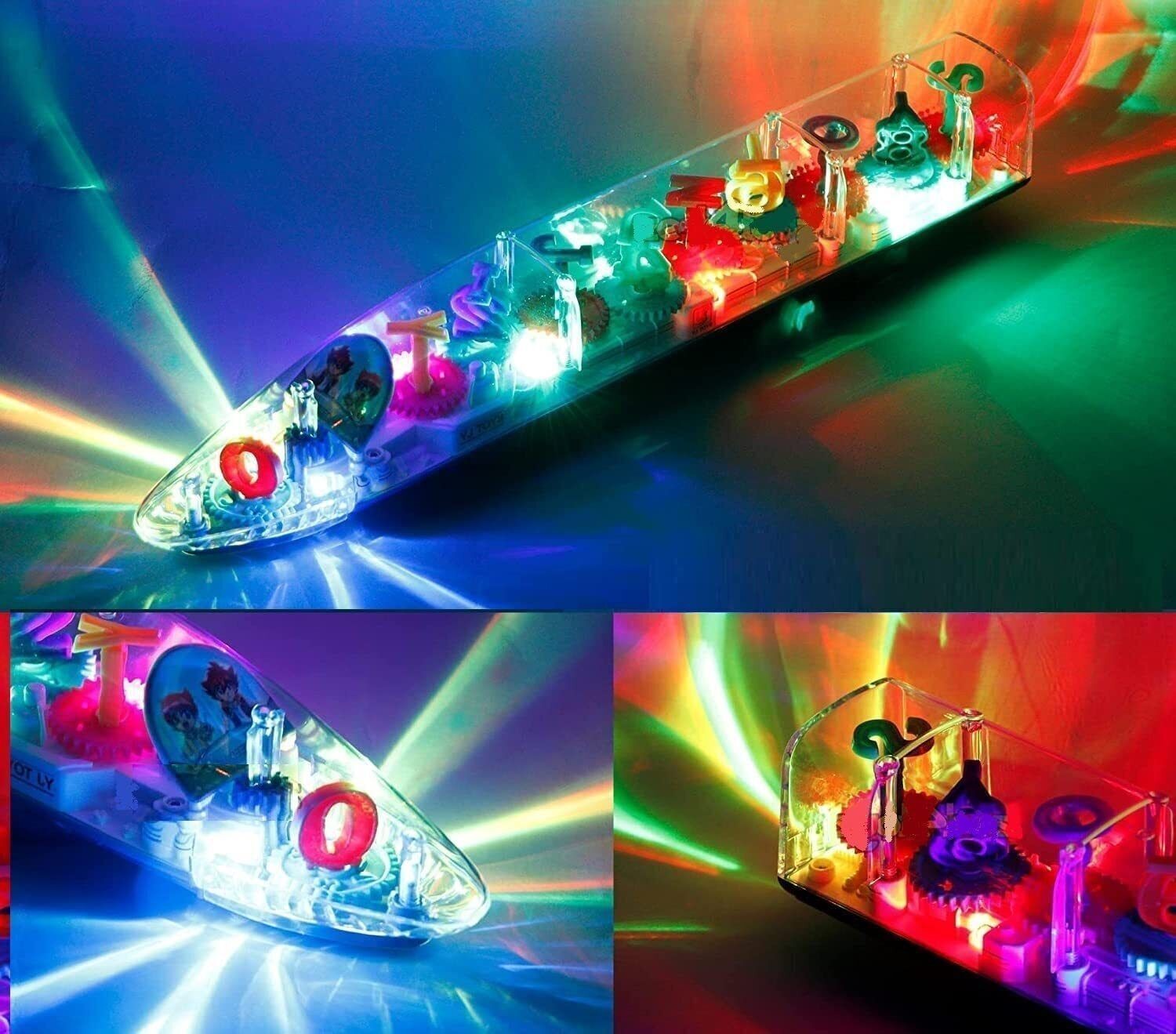 Transparent 3D Train 360 Degree Rotation Sound & Light Toy for 2-5 Years Kids