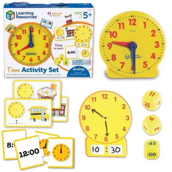 Time Activity Set, Teaching Time Activity, Kids Learning Clock, Back
