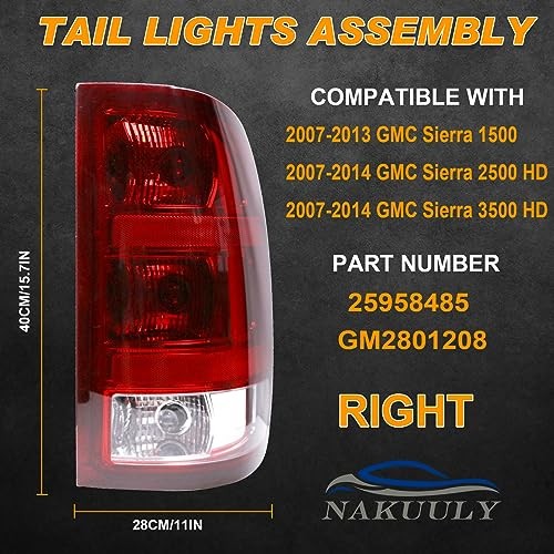 Tail Light Compatible With 2007-2014 GMC Sierra 1500 Right Passsenger Side