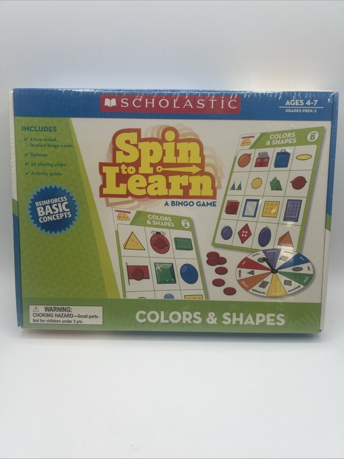 New Scholastic Spin to Learn Colors & Shapes A Bingo Game Educational/Home Scool