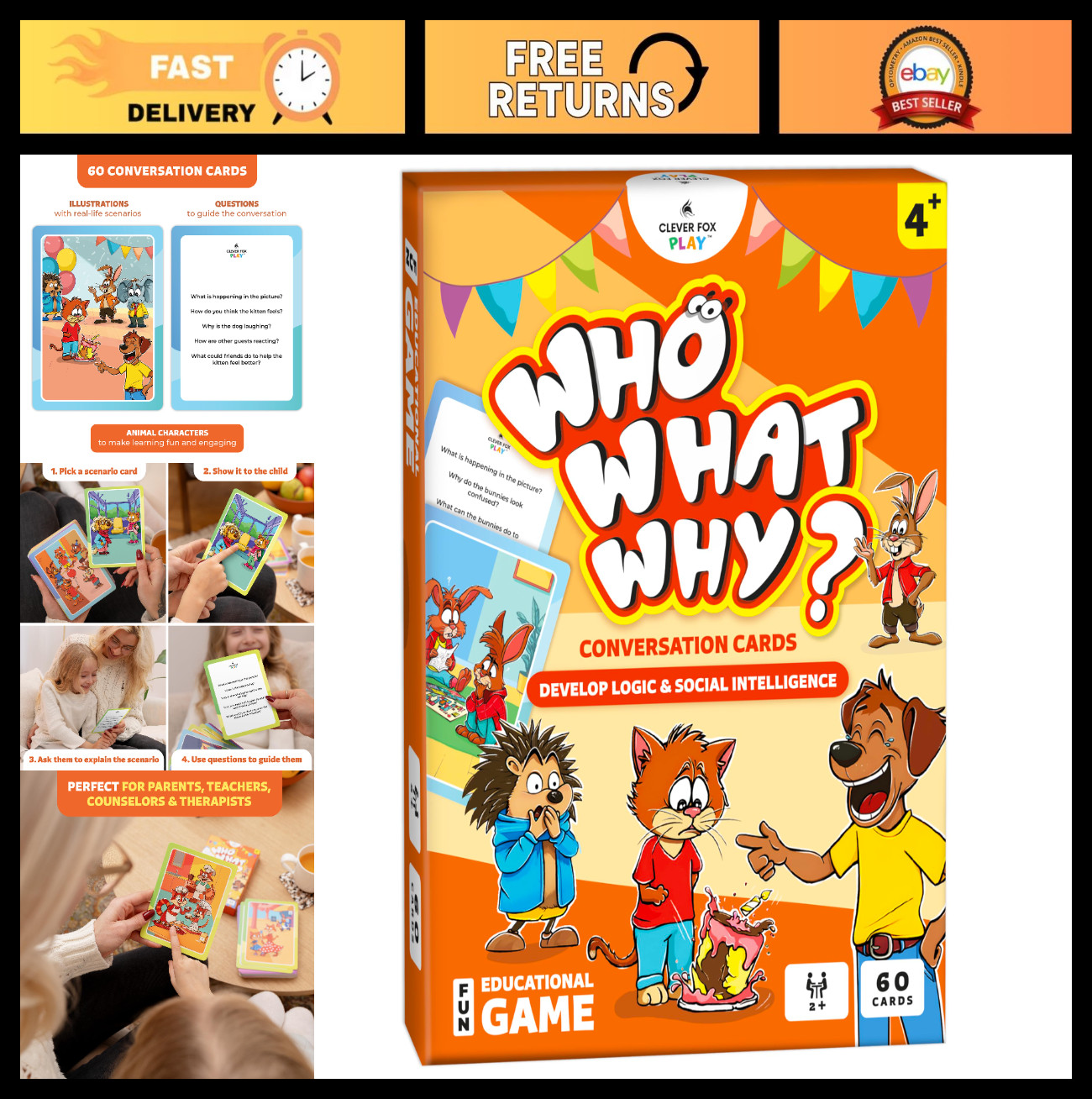 Kids Conversation Cards – Social Skills & Emotional Intelligence Game, Speech Th