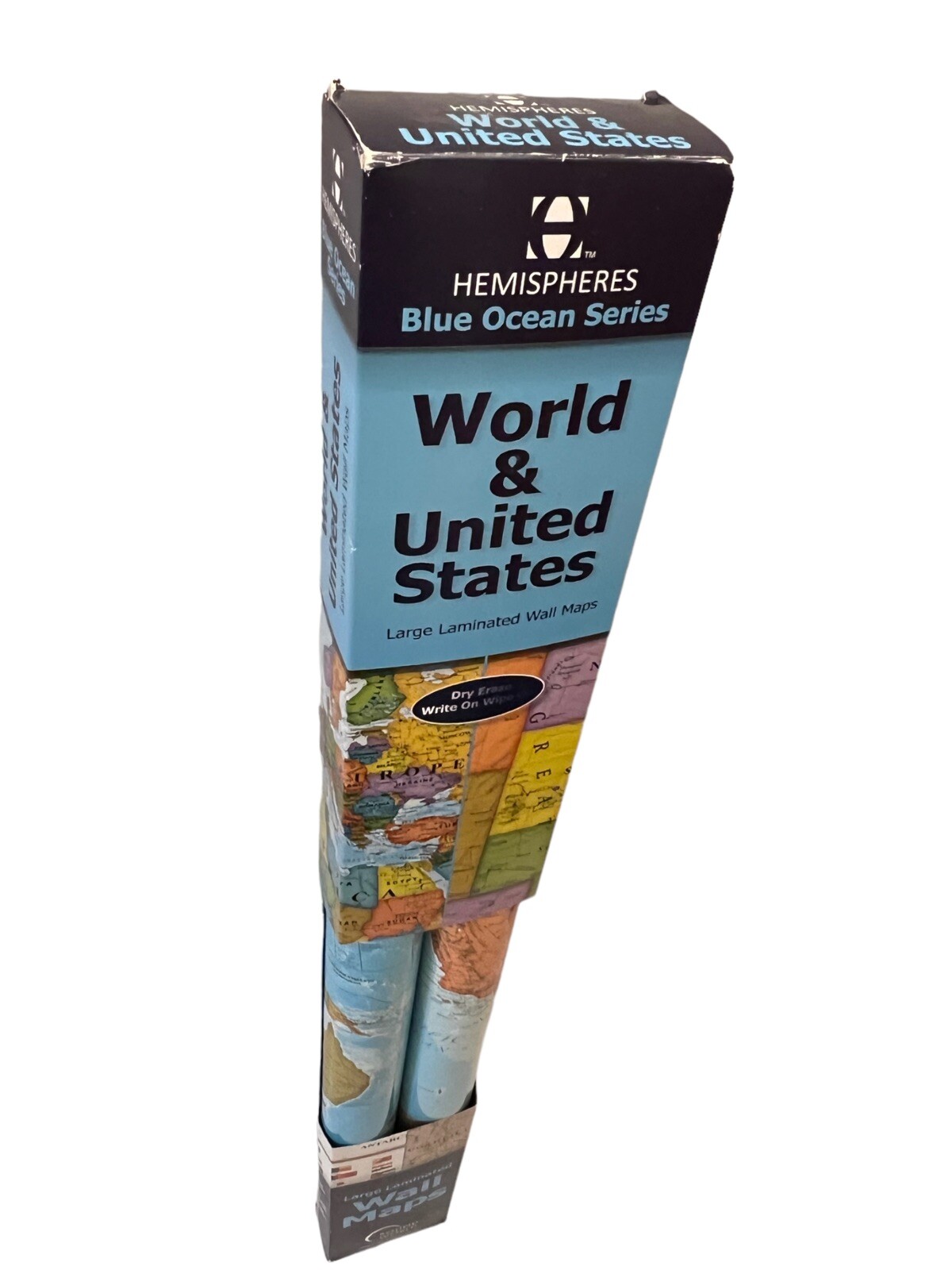 Hemispheres Blue Ocean Series World & United States Large Laminated Wall Maps ￼