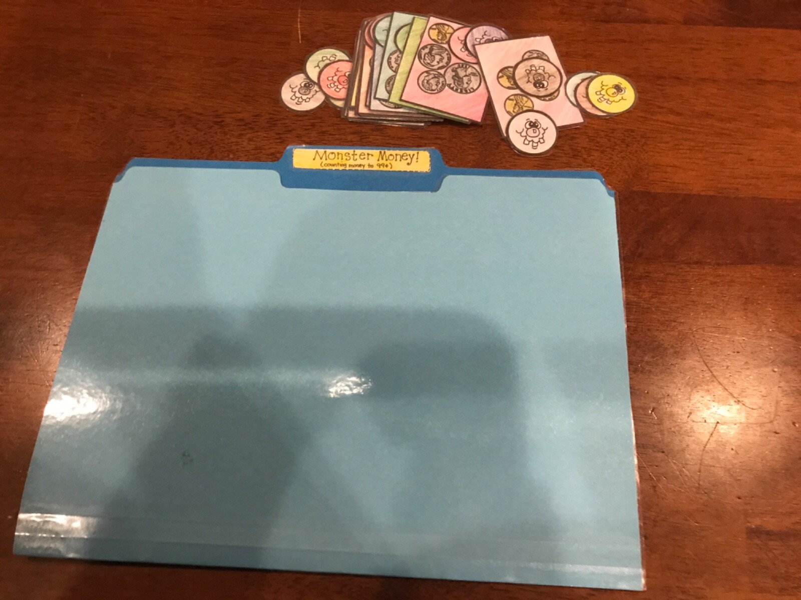 Monster Money! Counting Change 2nd grade loath file folder game