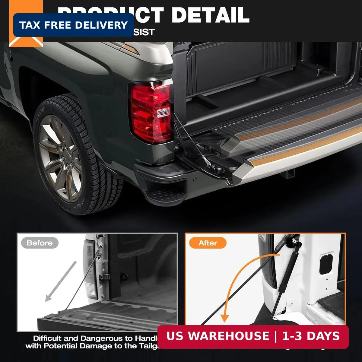 Pickup Tailgate Assist Shock fit for 2002-2008 Dodge Ram 1500/2003-2009 Ram 2500