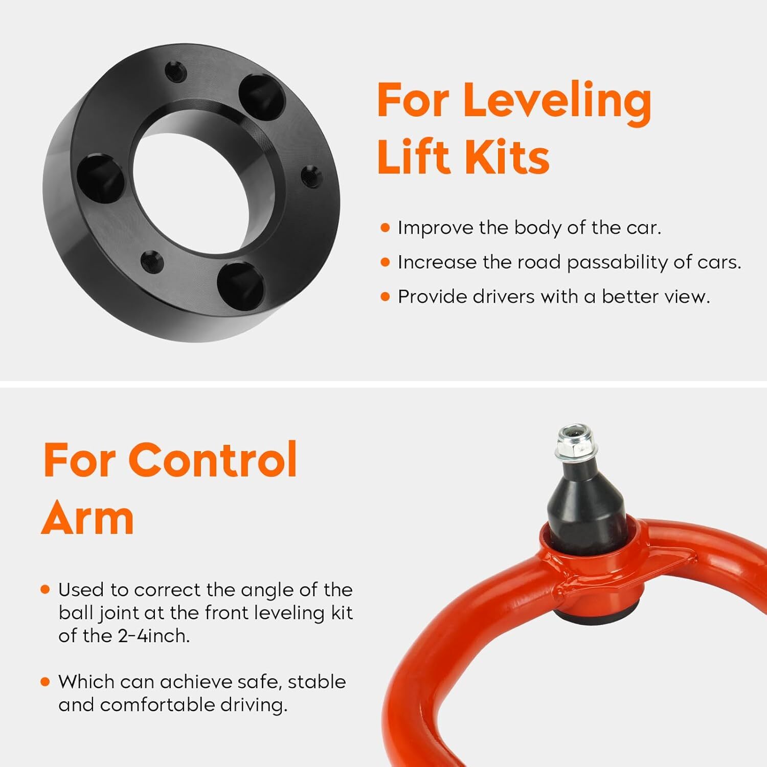 3″ Front & 2″ Rear Leveling Lift + Upper Control Arm Lift 2-4″ for Ford F150
