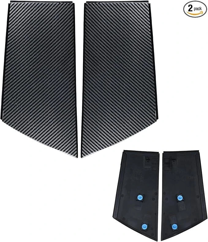 Door Window Pillar Posts Trim Cover Left&Right Finisher Lock Pillar Carbon Fiber