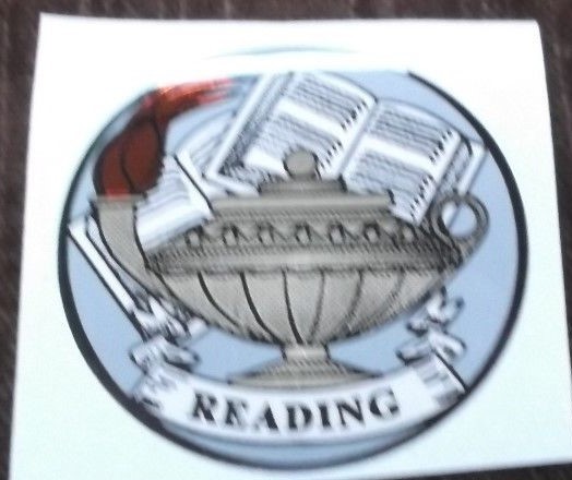 lot of 20 READING school teacher mylar award grey red white trophy parts 2″ dia