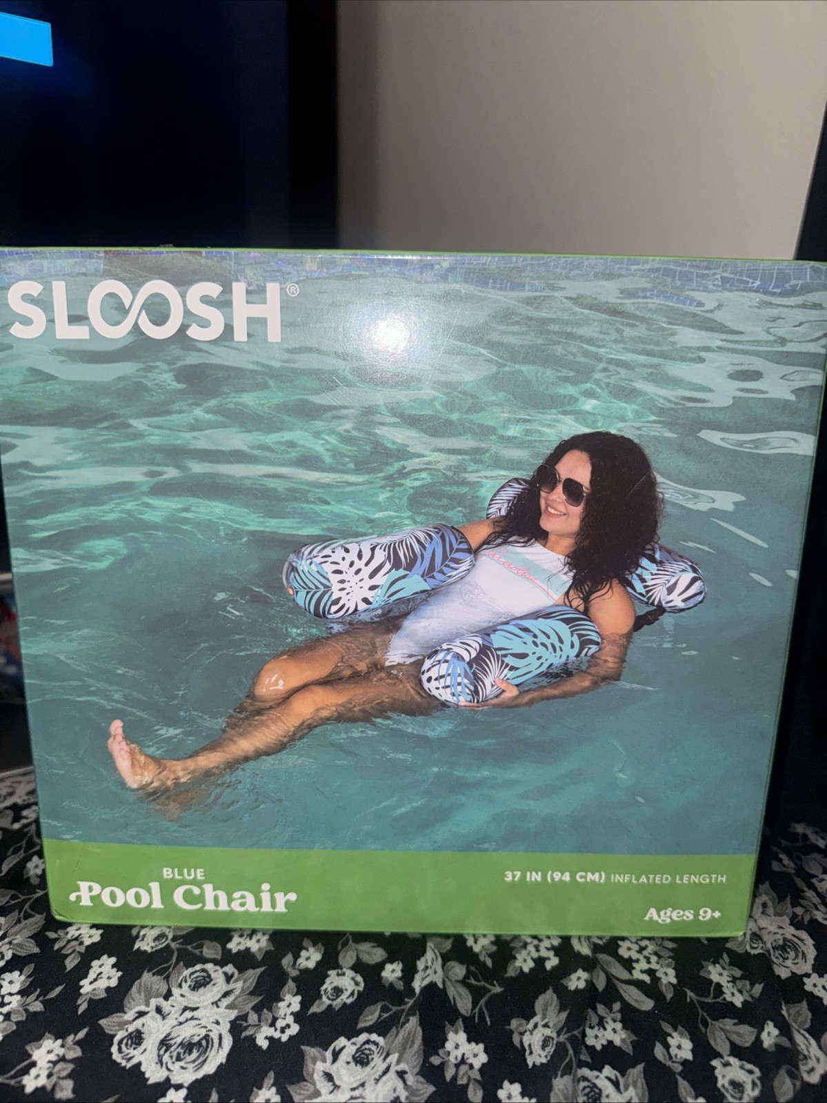 Sloosh Pool Floats Chairs Adult,Inflatable Pool Lounge,Plant Pattern Floating