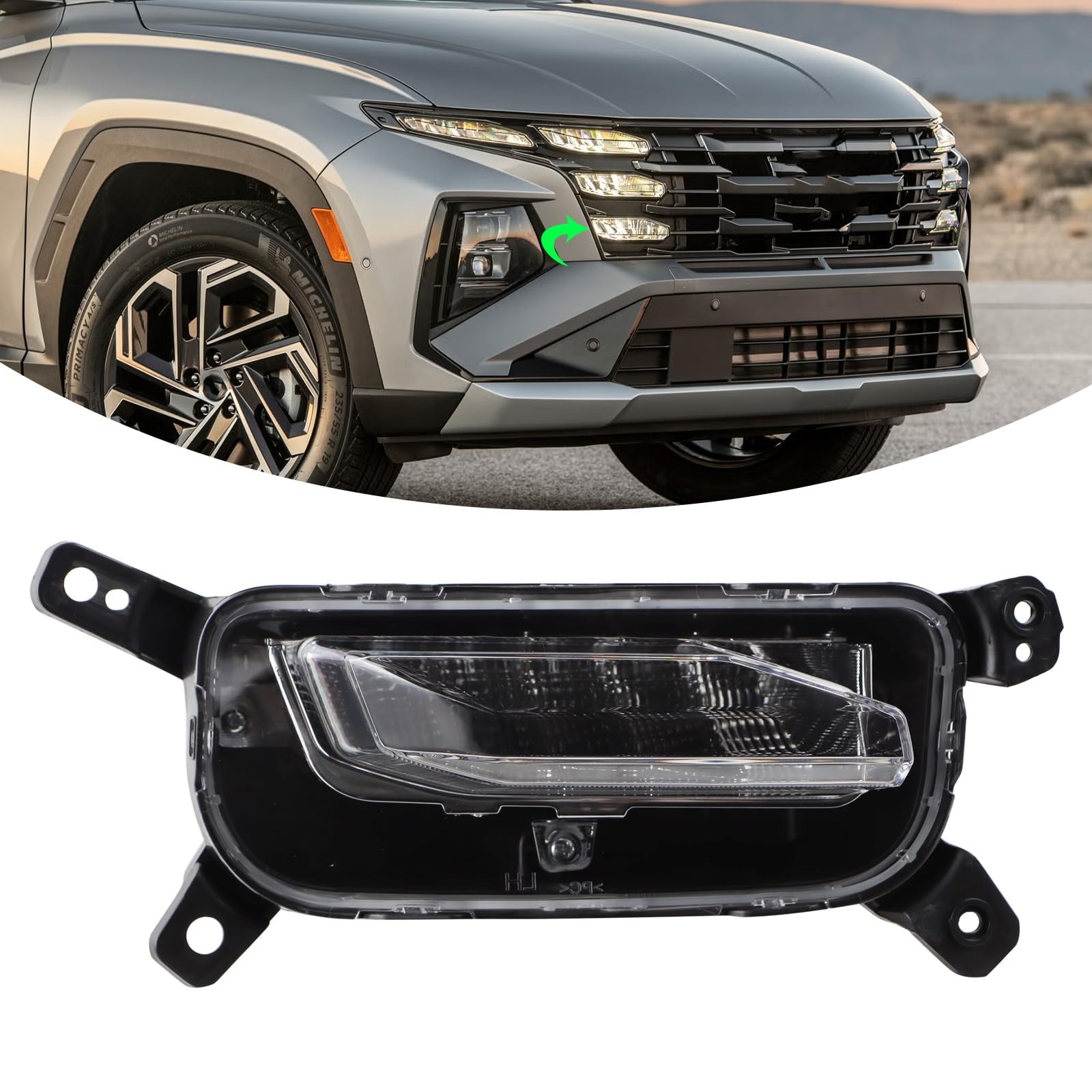 RH Black Clear Trim Single-Projector DRL Headlights Compatible With 2025 Hyun…