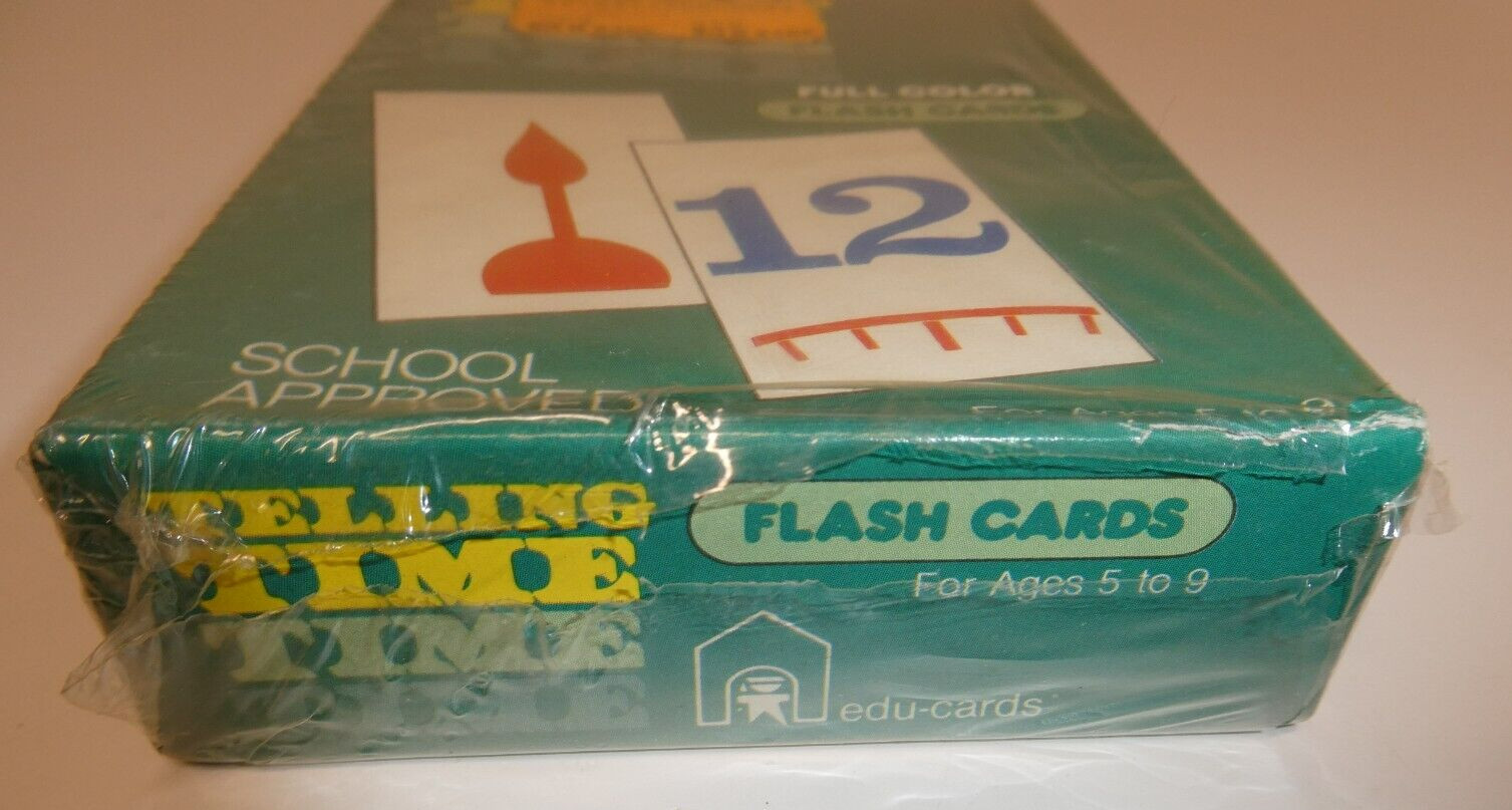 VTG New Sealed #245 Edu-cards Telling Time Flash Cards (Ages 5-9) Toys R Us