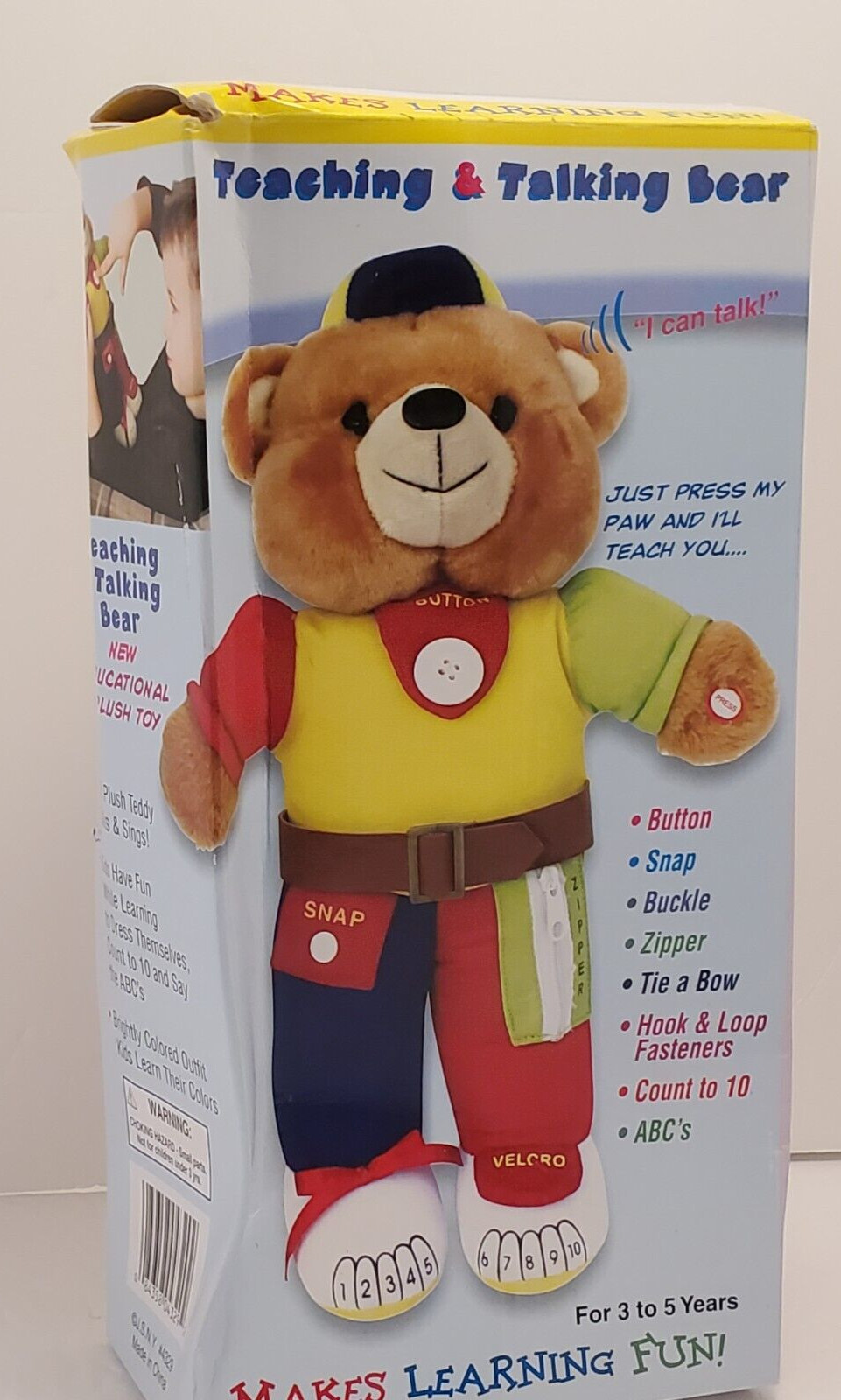 NIB Teaching and Talking Bear Teaches Dressing Skills and More READ