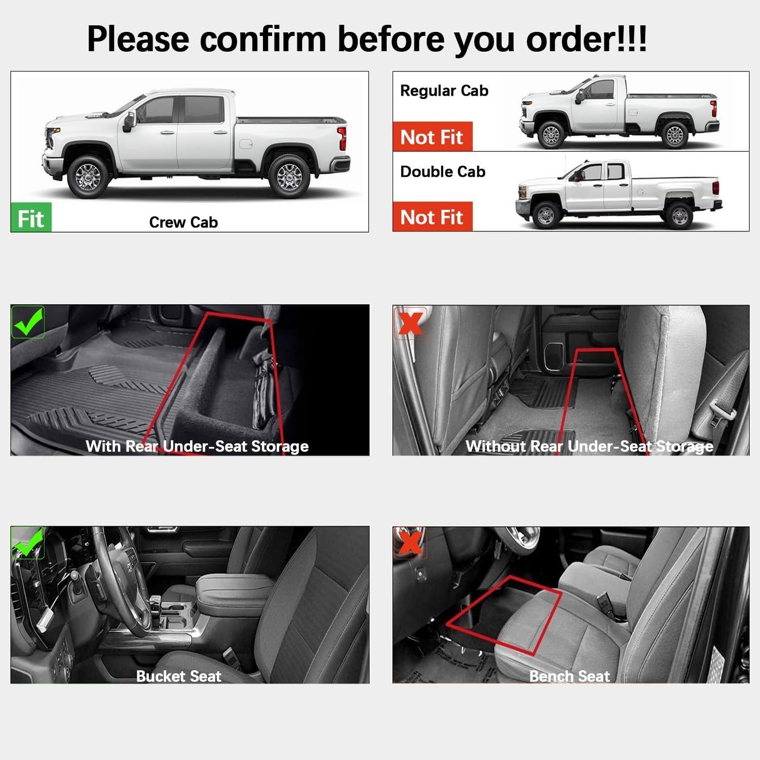 KARPAL Floor Mats for 2019-2025 Chevy Silverado 1500/GMC Sierra 1500, 2020-2025