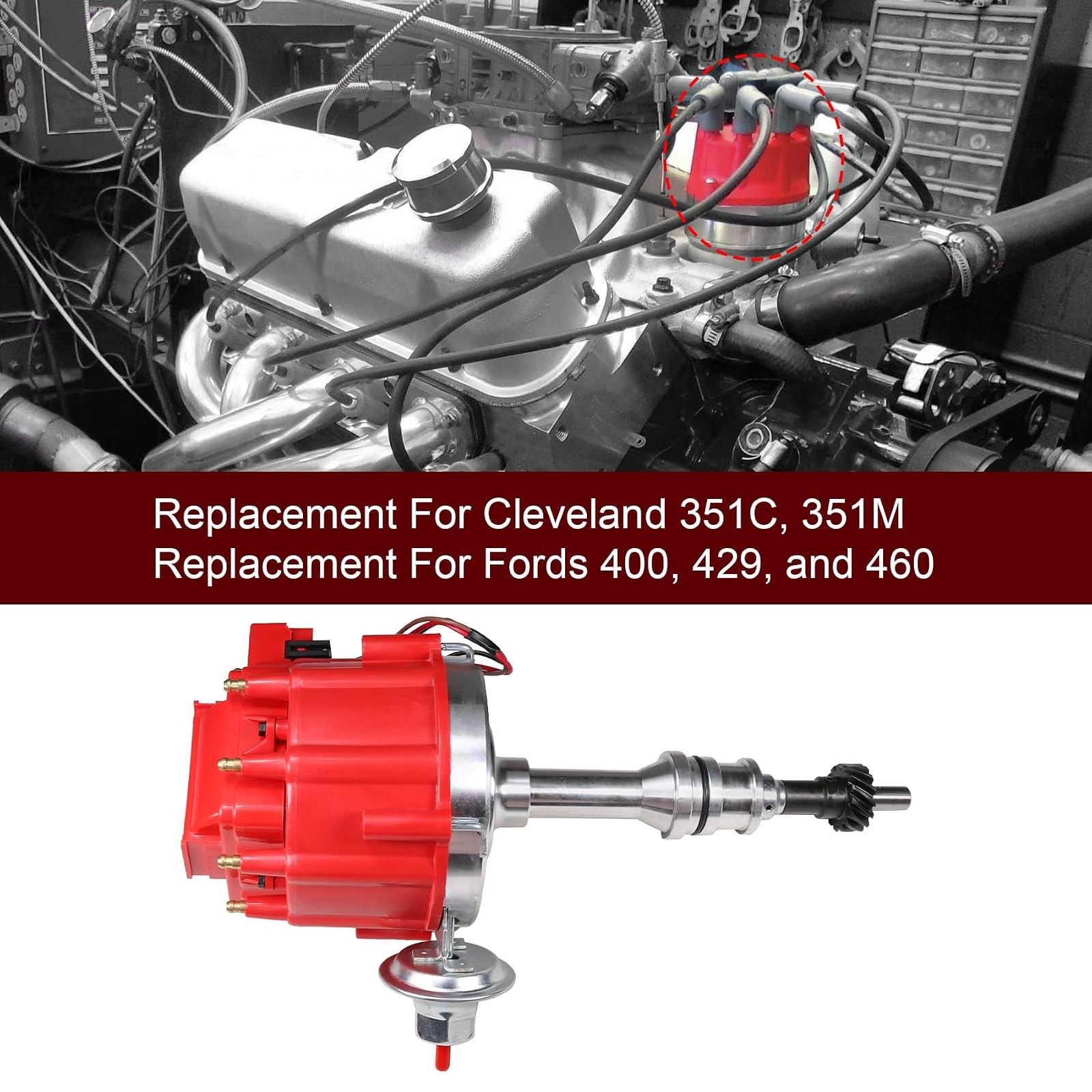 HEI Distributor Module For Ford 351M 400 429 460 Red